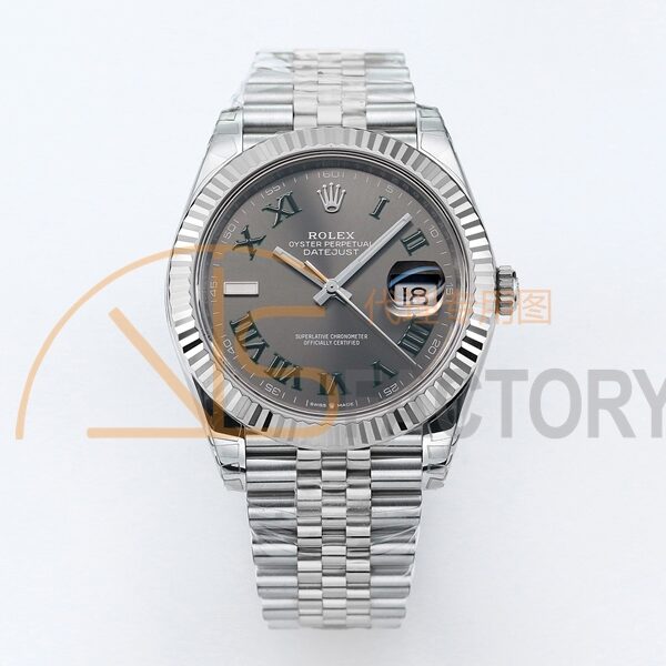 DateJust 41 126334 904L SS V2 VSF 1:1 Best Edition Gray Dial Green Roman Marker On Jubilee Bracelet DD3235