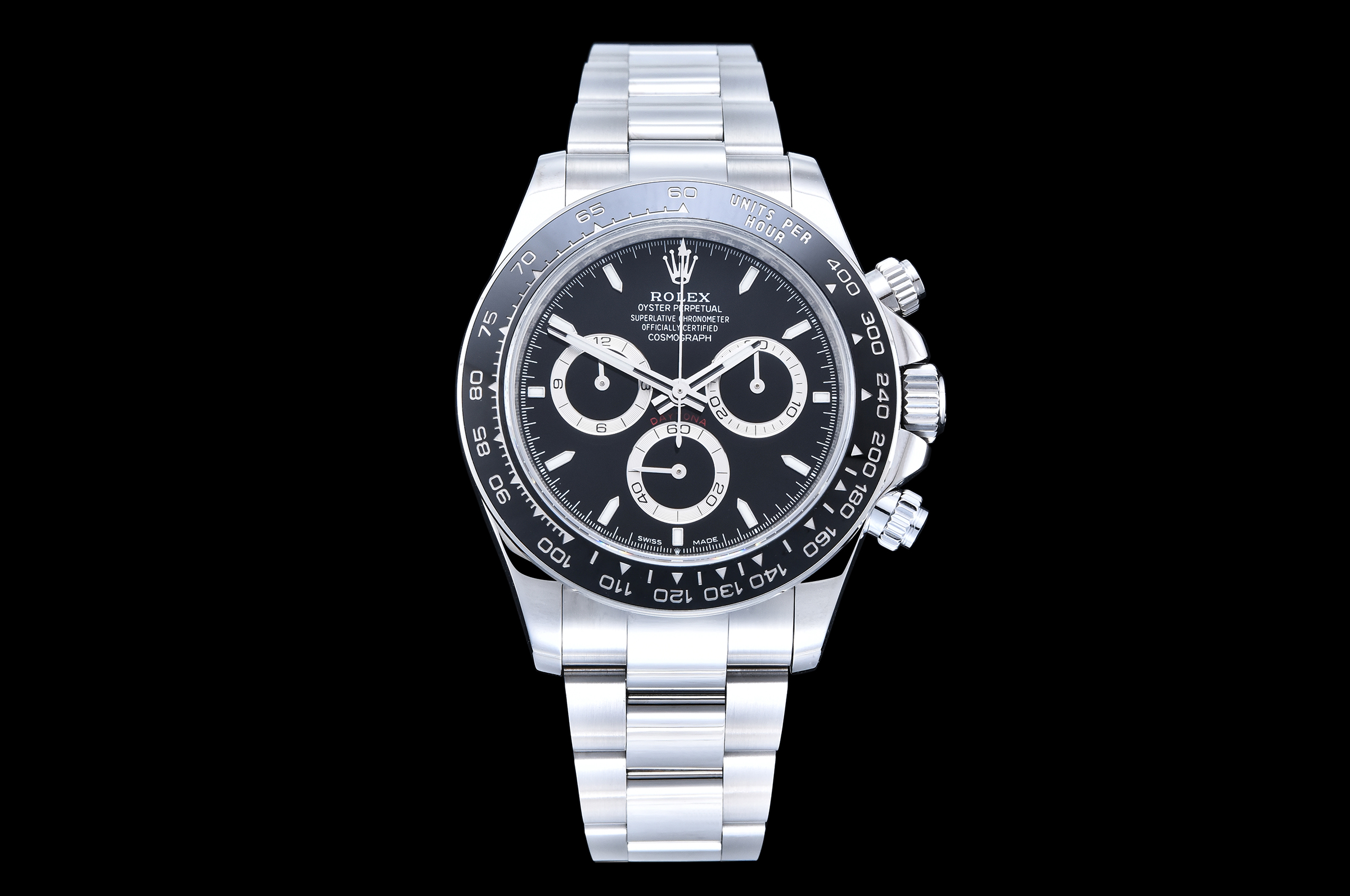 Daytona 126500 UFO 904L Steel SS 1:1 Best Edition Black Dial On SS Bracelet UF4131 (Free Sprung)