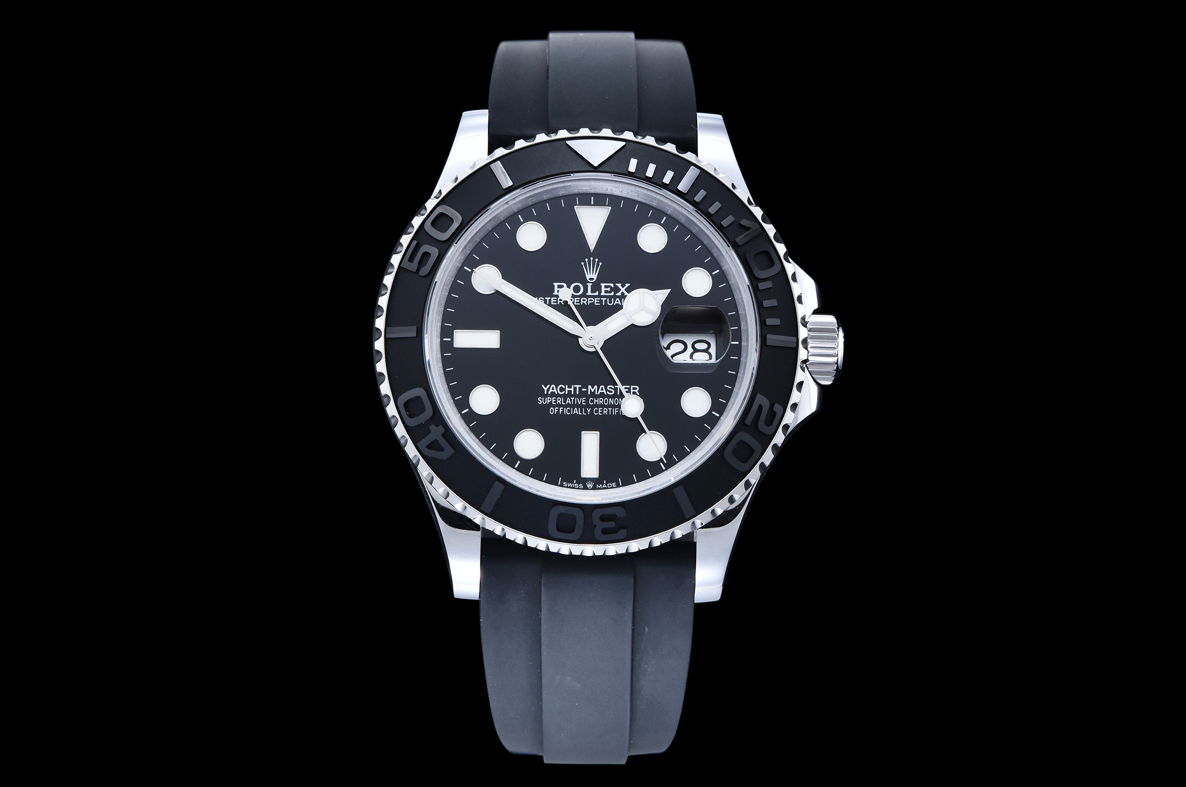 Yacht-Master 226659 Gain Weight QF 1:1 Best Edition Black Dial On Oysterflex Strap VR3235