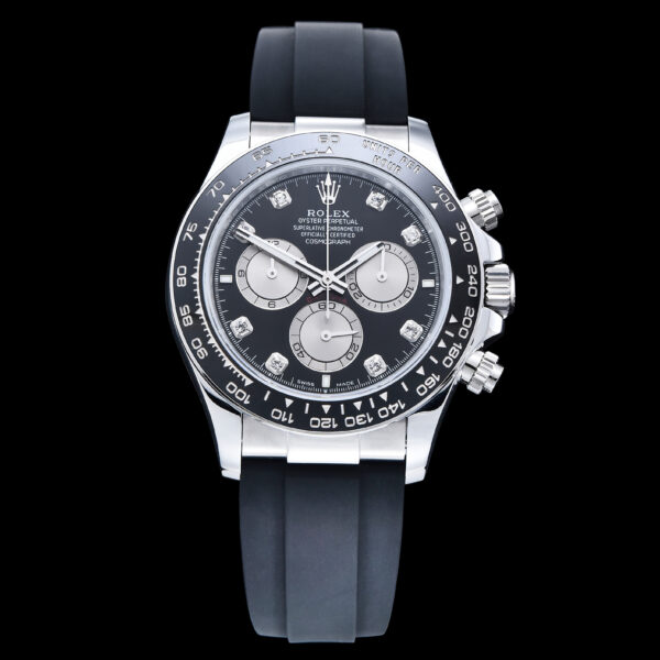 Daytona 126519 QF Gain Weight 1:1 Best Edition Black Dial Silver Subdial Diamonds Markers on Oysterflex Strap SH4131 V11