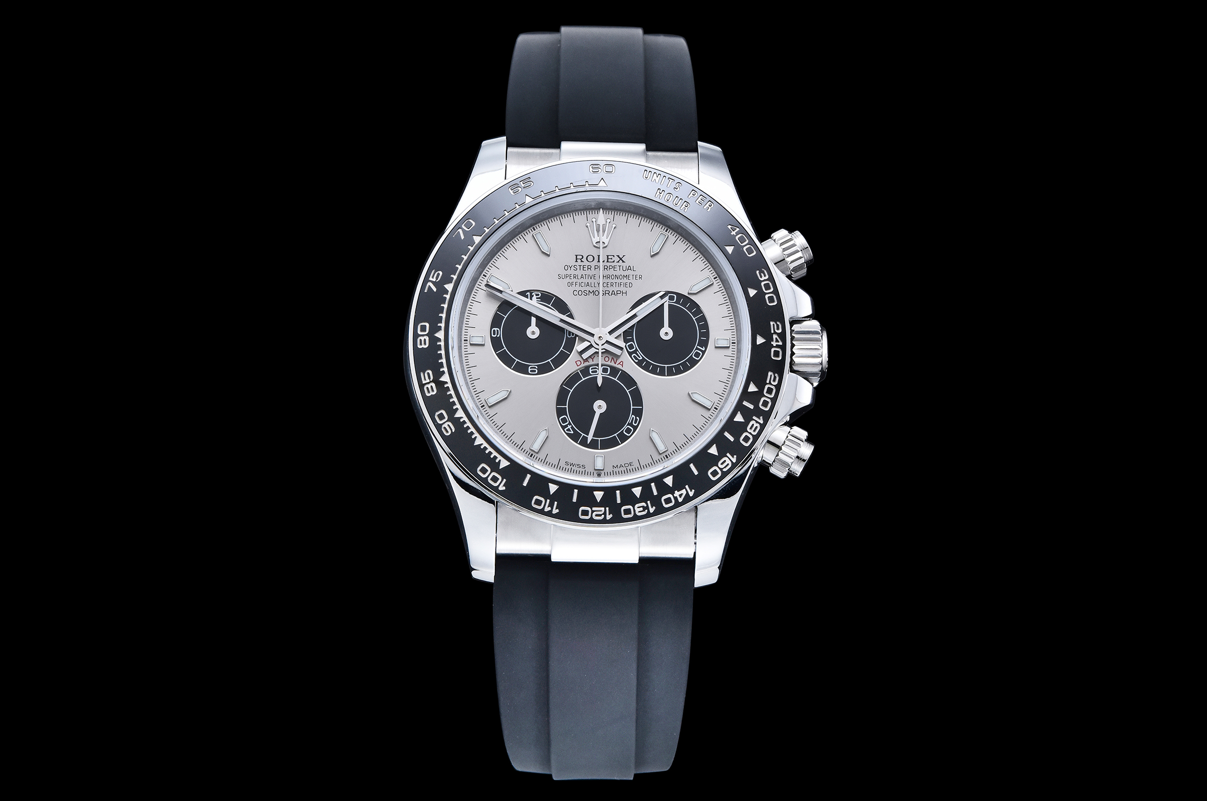 Daytona 126519 QF Gain Weight 1:1 Best Edition SS Color Dial Black Subdial Sticks Markers on Oysterflex Strap SH4131 V11