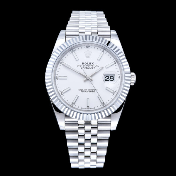 DateJust 41mm 126334 904 SS QF V2 1:1 Best Edition White Dial Stick Marker On Jubilee Bracelet SH3235