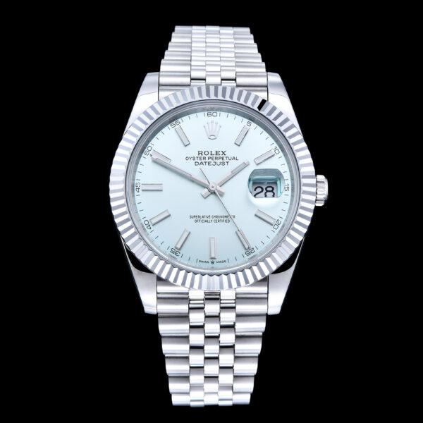DateJust 41mm 126334 904 SS QF V2 1:1 Best Edition Ice Blue Dial Stick Marker On Jubilee Bracelet SH3235 Weighted
