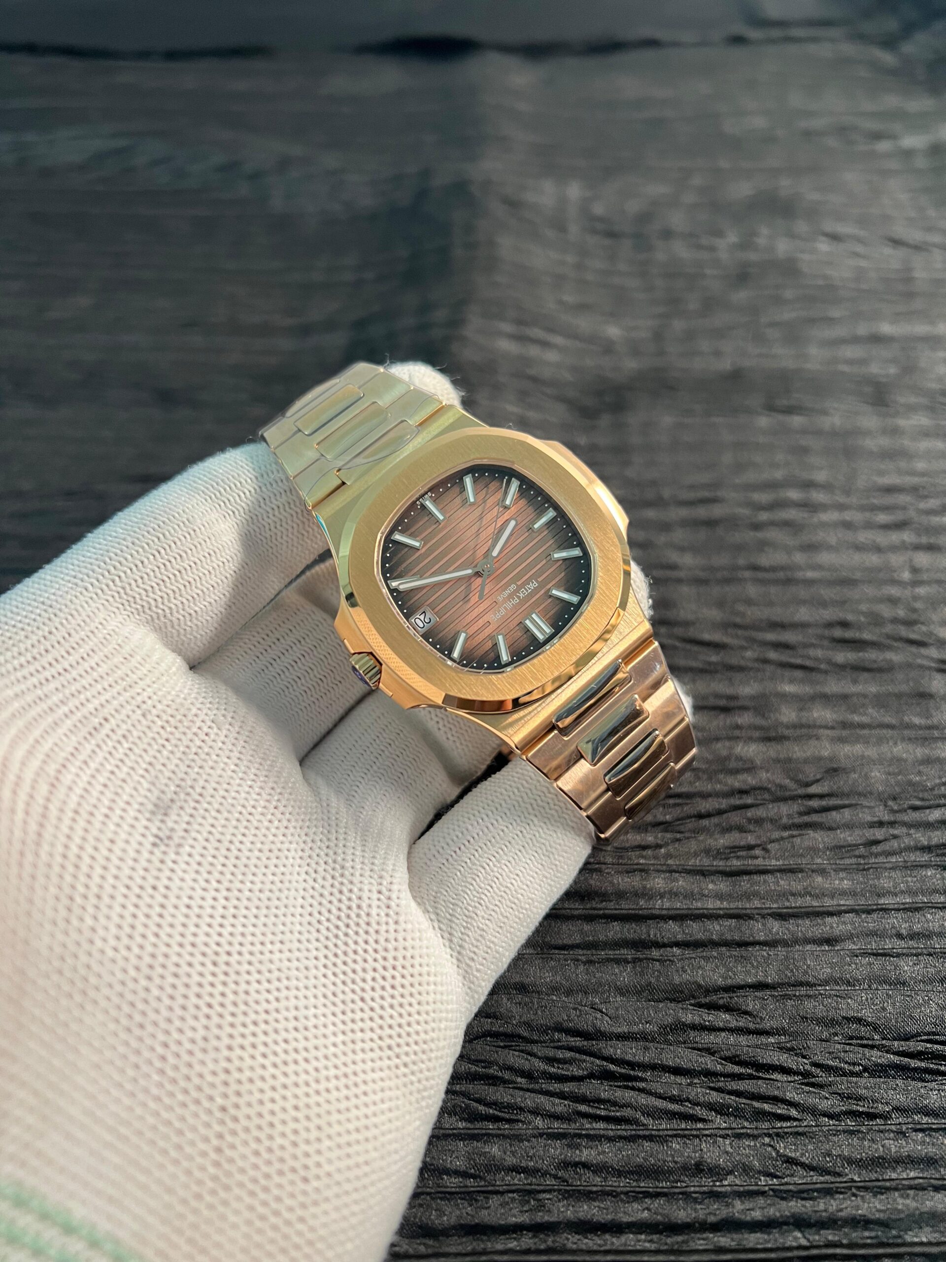 Nautilus 5711/1R 3KF 1:1 Best Edition Brown Textured Dial on RG Bracelet A324 Super Clone V2 - Image 3