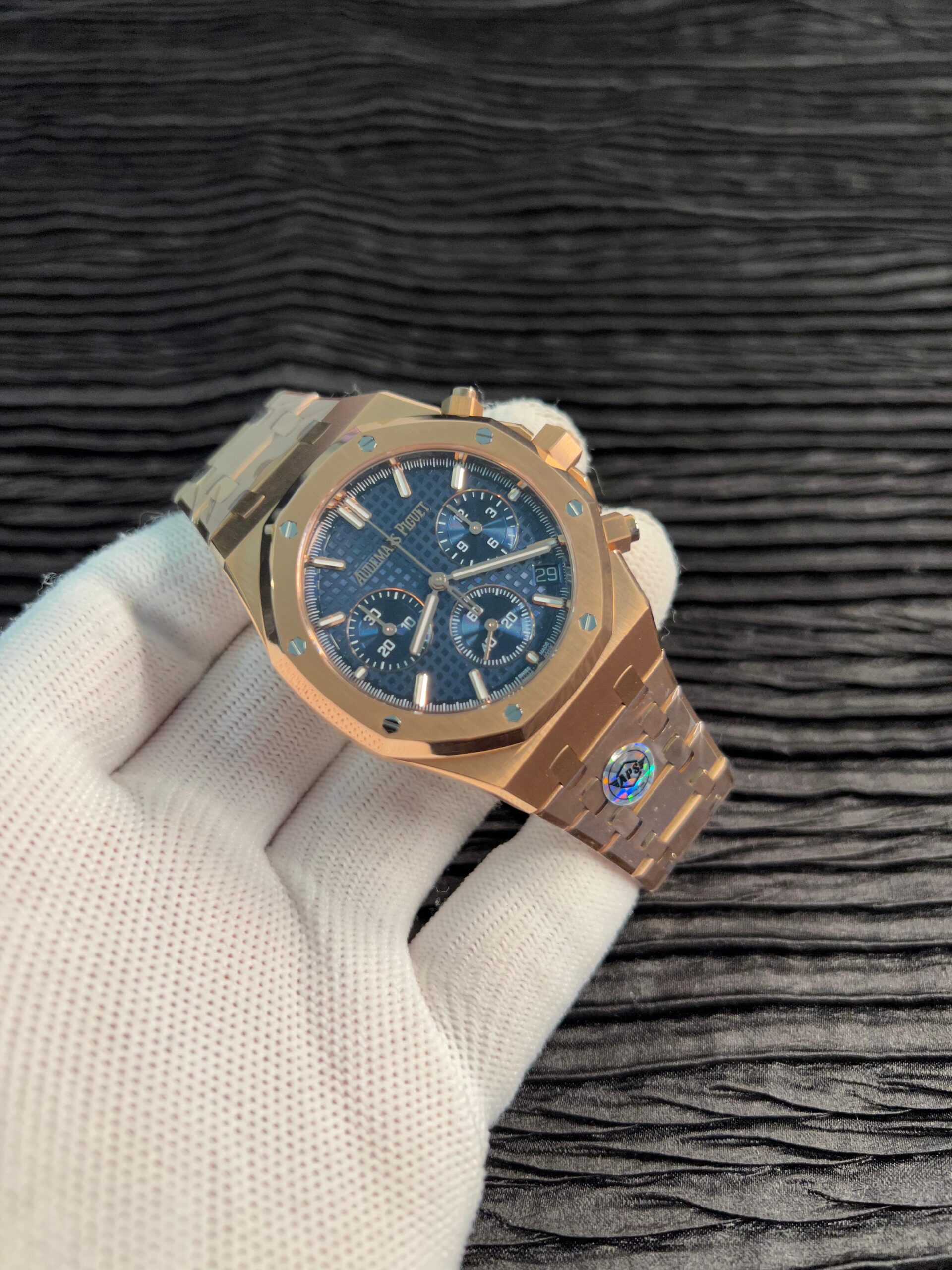 Royal Oak Chrono 26240OR RG V2 APSF 1:1 Best Edition Blue Dial on RG Bracelet SA4401 Super Clone (Free Sprung) - Image 2