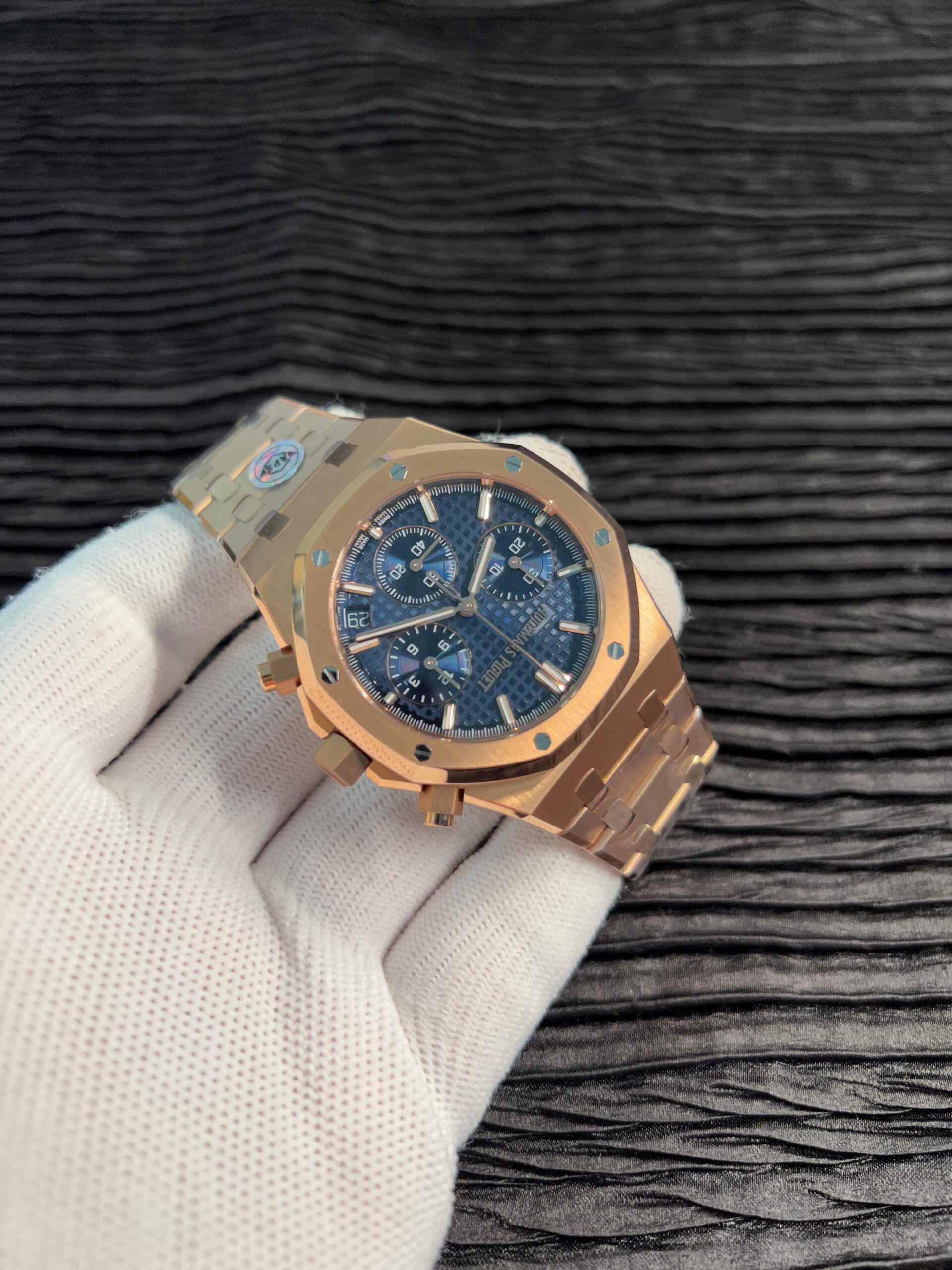 Royal Oak Chrono 26240OR RG V2 APSF 1:1 Best Edition Blue Dial on RG Bracelet SA4401 Super Clone (Free Sprung) - Image 3