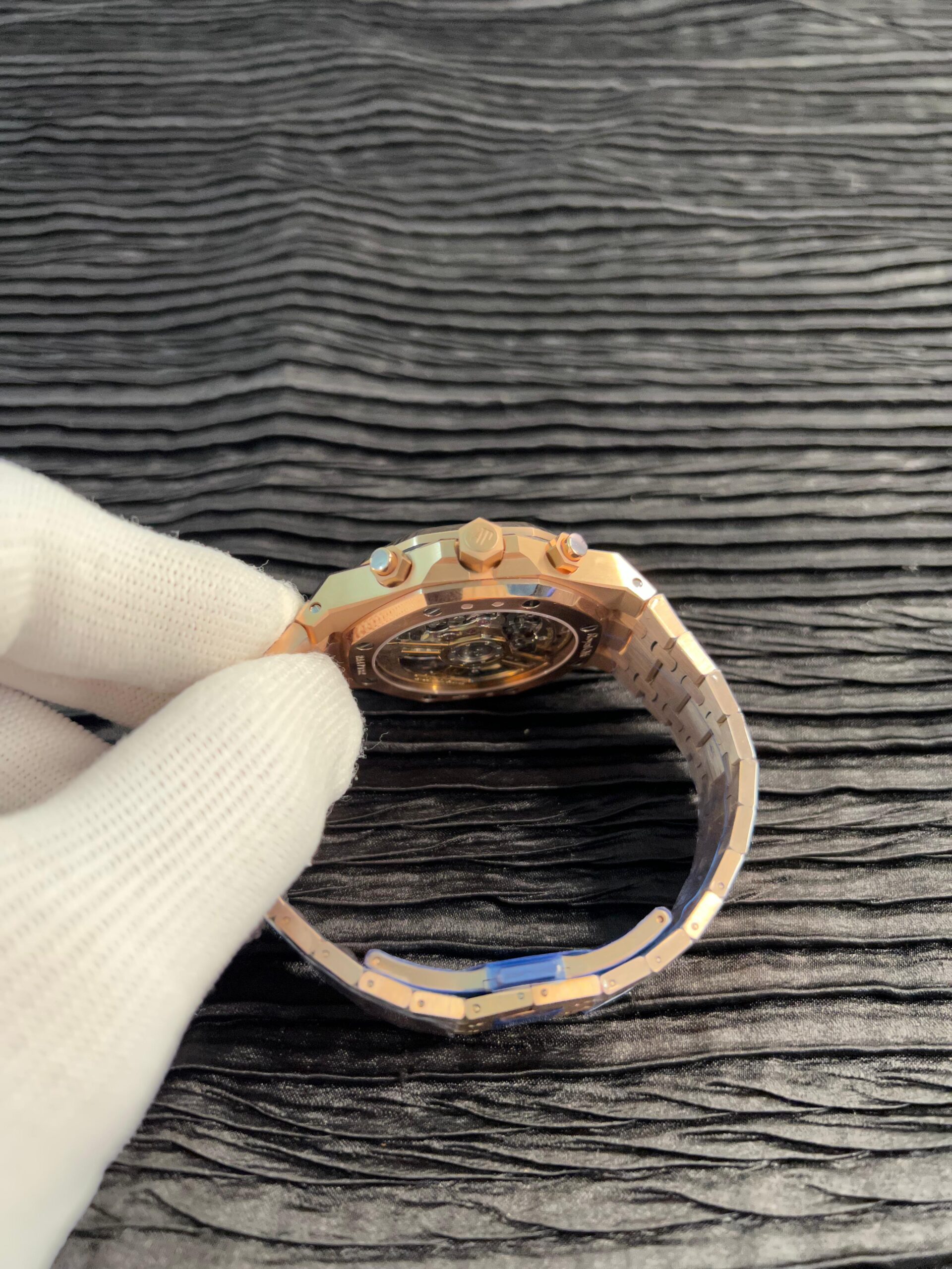 Royal Oak Chrono 26240OR RG V2 APSF 1:1 Best Edition Blue Dial on RG Bracelet SA4401 Super Clone (Free Sprung) - Image 4