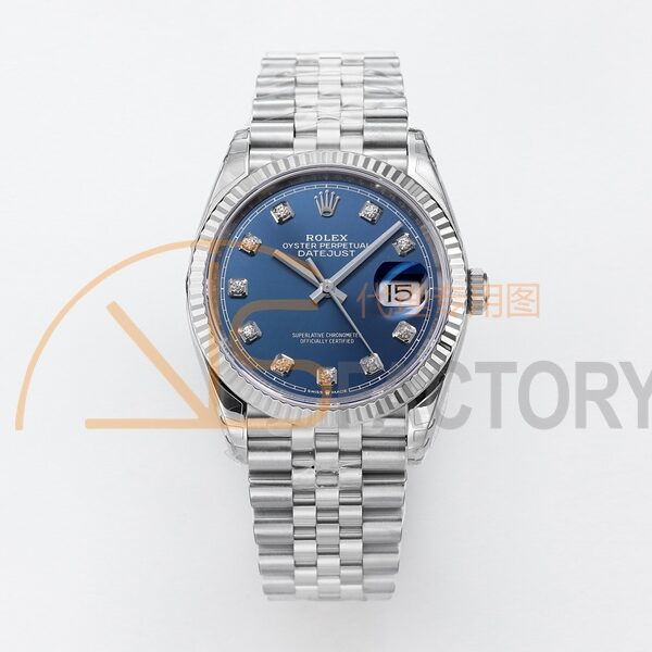 DateJust 36 SS 126234 VSF 1:1 Best Edition 904L Steel Blue Dial Diamonds Markers on Jubilee Bracelet VS3235