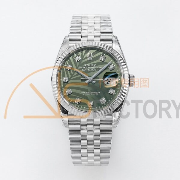 DateJust 36 SS 126234 VSF 1:1 Best Edition 904L Steel Green Leaves Dial Diamonds Markers on Jubilee Bracelet VS3235