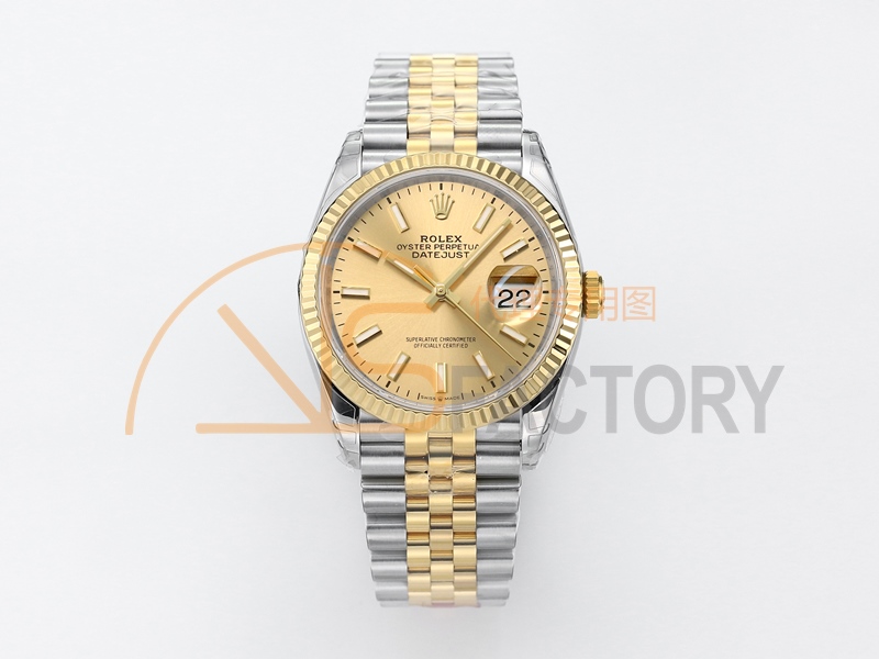 DateJust 36 904L SS/YG 126233 VSF 1:1 Best Edition Gold Stick Dial on Jubilee Bracelet VS3235