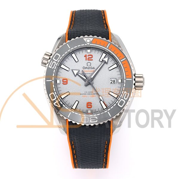 Planet Ocean 43.5mm Ti VSF 1:1 Best Edition Black/Orange Bezel Gray Dial on Gray Nylon Strap A8900