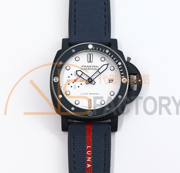 PAM 1543 Luna Rossa Submersible 44mm Ceramic VSF 1:1 Best Edition White Dial On Blue Fabric Strap P900