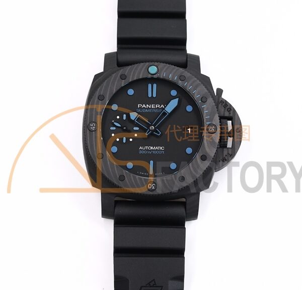PAM960 Carbotech 42mm VSF Best Edition Black Dial Blue Markers on Rubber Strap P.9010 Clone