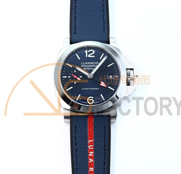 PAM1404 Z GMT SS VSF 1:1 Best Edition Blue Dial on Blue Rubber Strap Asian P900