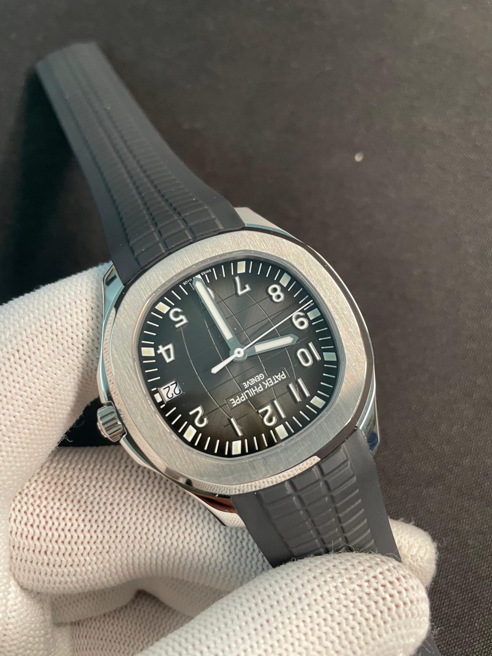 Aquanaut 5168G 42mm Gain Weight SS DDF 1:1 Best Edition Black Dial On Black Rubber Strap Super Clone DD330 - Image 4