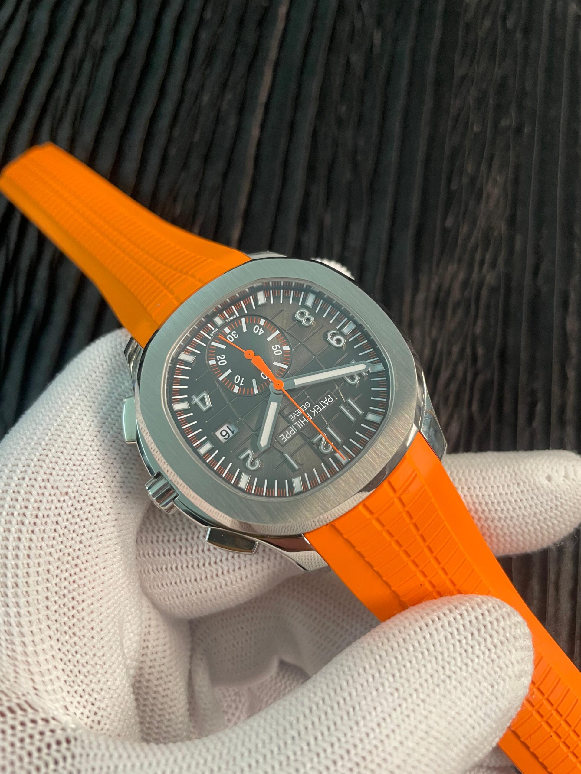 Aquanaut 5968 SS P1F Best Edition Gray Dial On Orange Rubber Strap A520 - Image 4