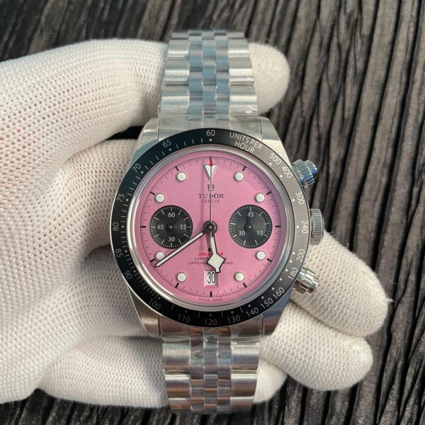 Black Bay Chrono M79360N SS ZF 1:1 Best Edition Pink Dial On SS Bracelet DD7750