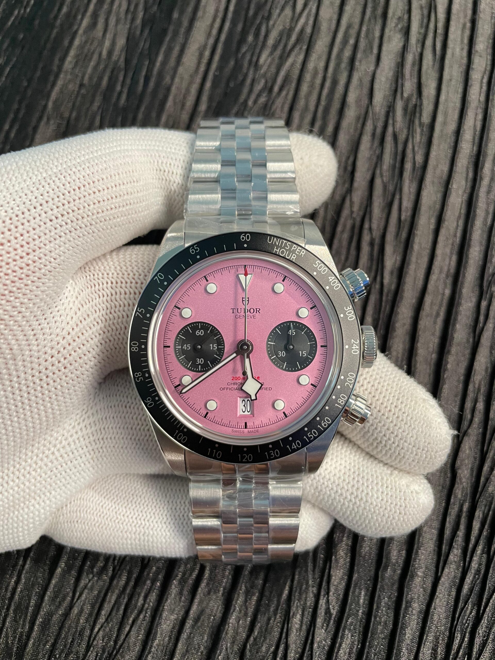 Black Bay Chrono M79360N SS ZF 1:1 Best Edition Pink Dial On SS Bracelet DD7750