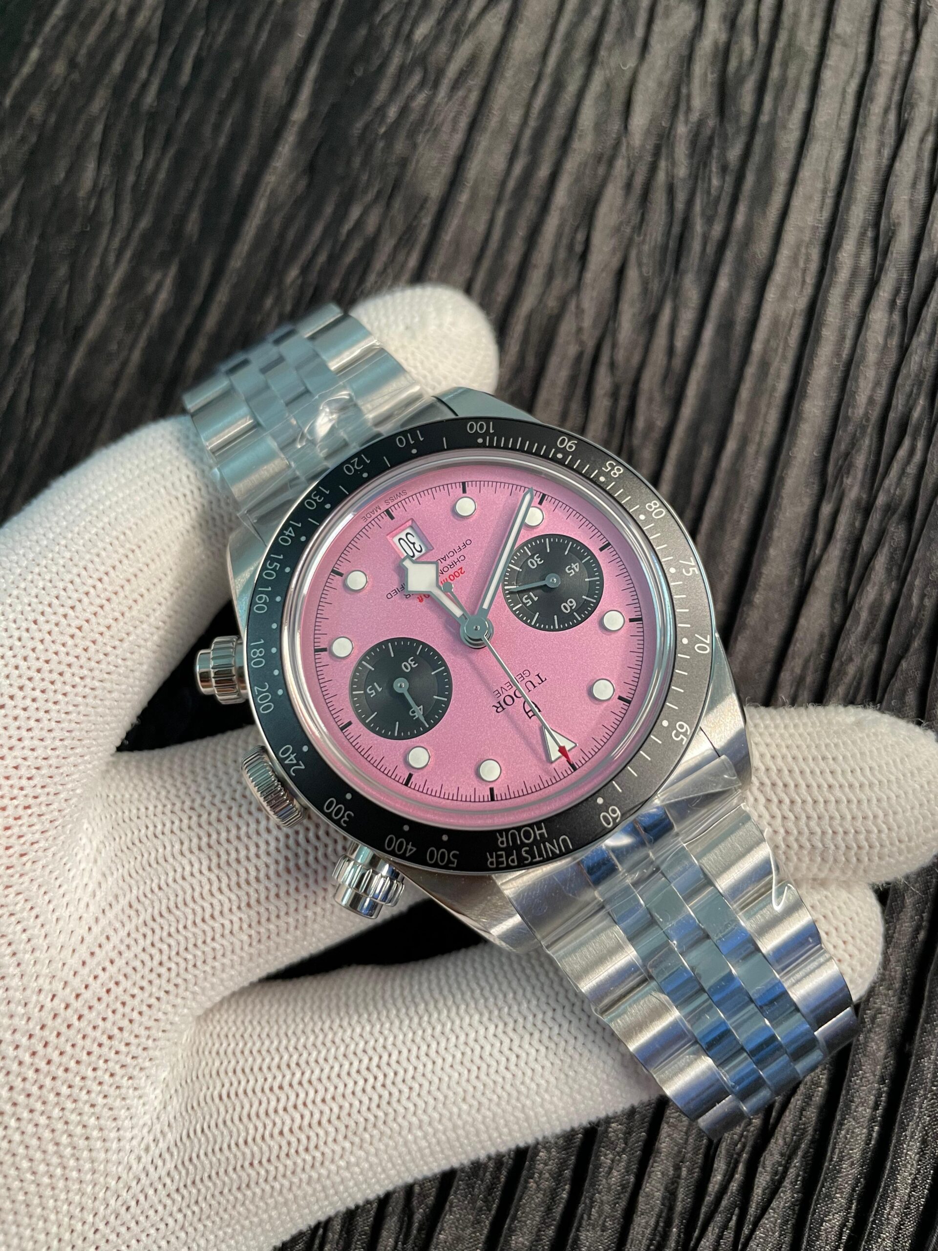 Black Bay Chrono M79360N SS ZF 1:1 Best Edition Pink Dial On SS Bracelet DD7750 - Image 4