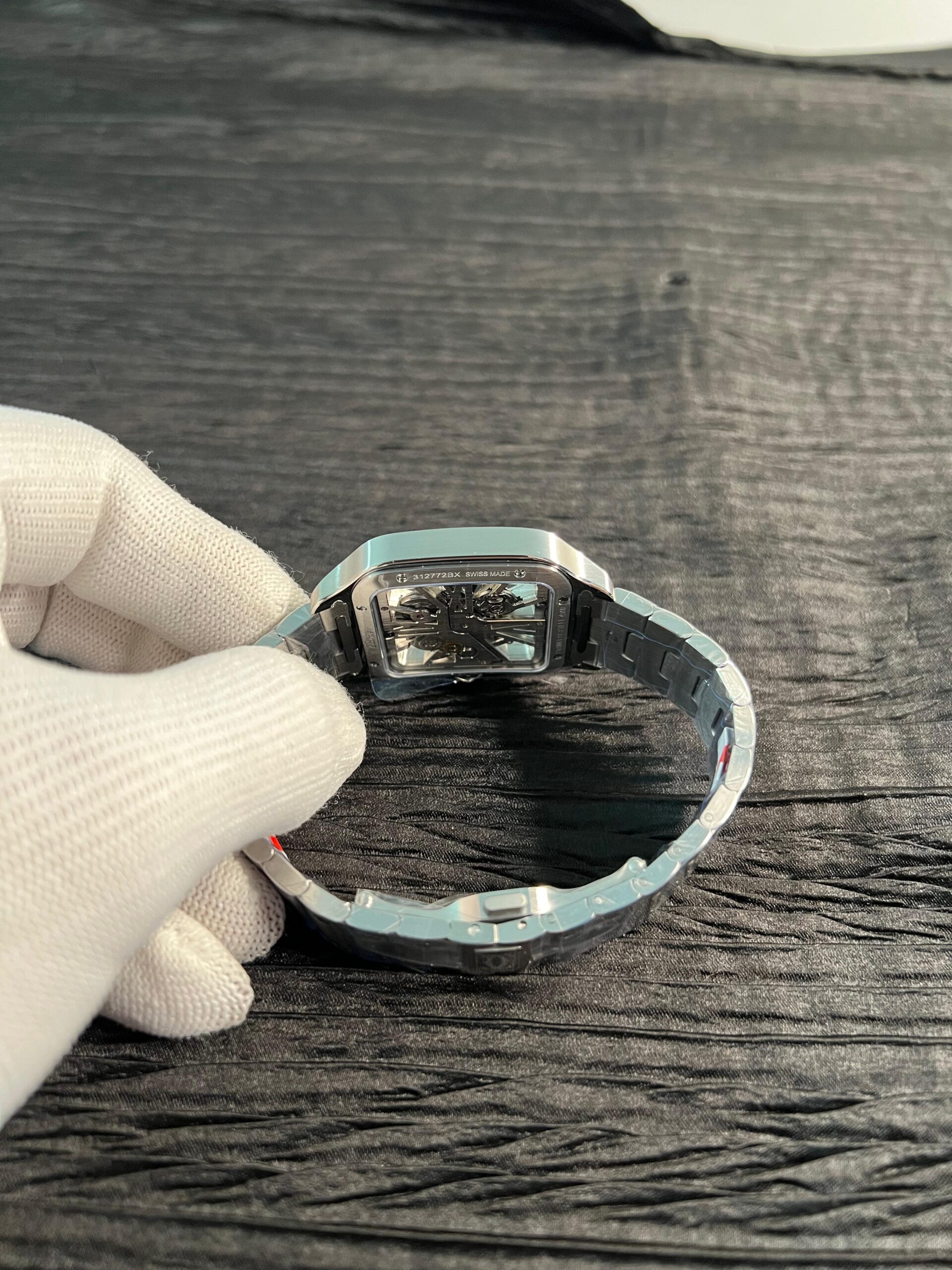 Santos de Carti Skeleton SS Rich Factory 1:1 Best Edition Skeleton Silver Dial 9611MC Super Clone - Image 6