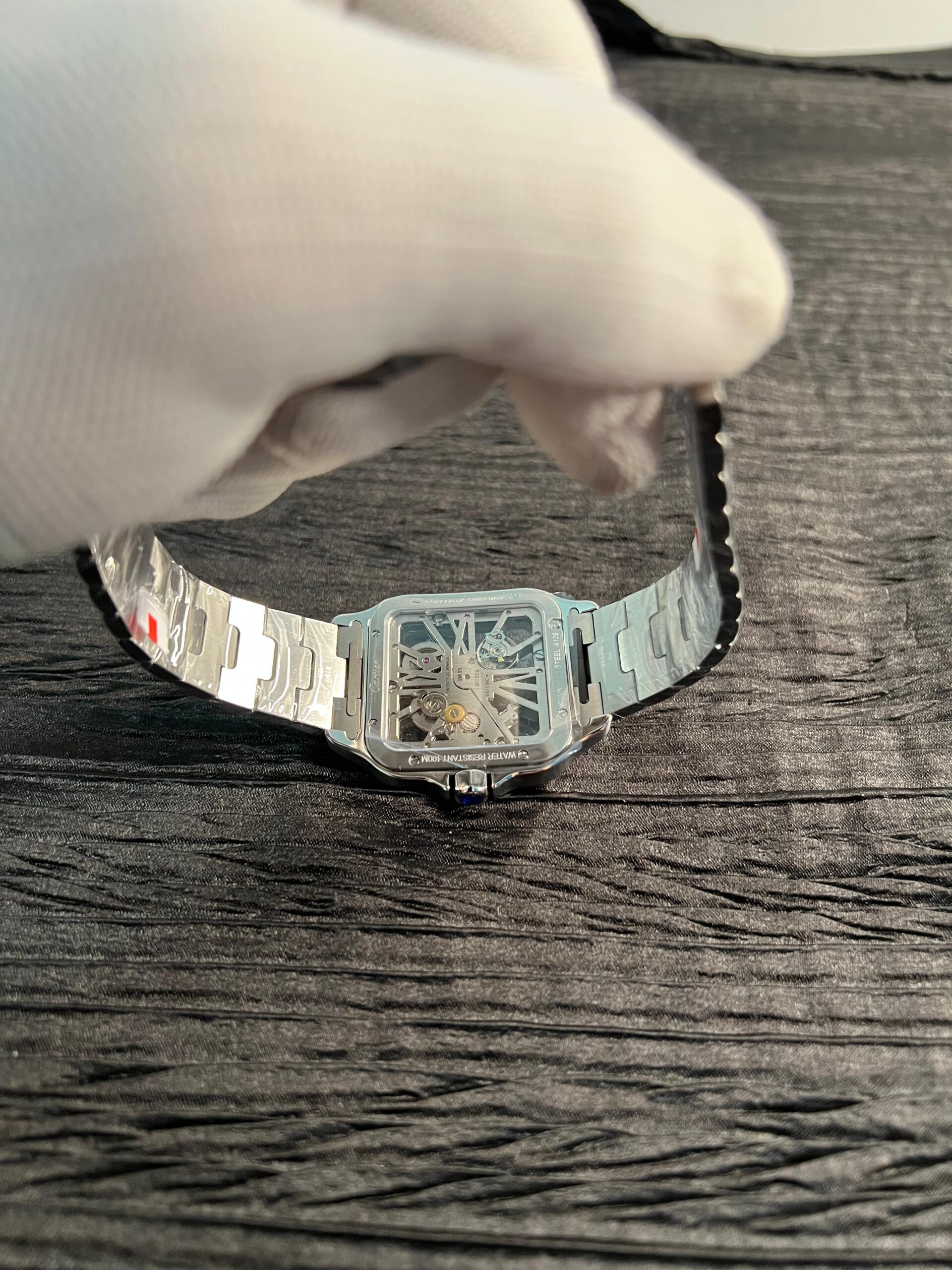 Santos de Carti Skeleton SS Rich Factory 1:1 Best Edition Skeleton Silver Dial 9611MC Super Clone - Image 7