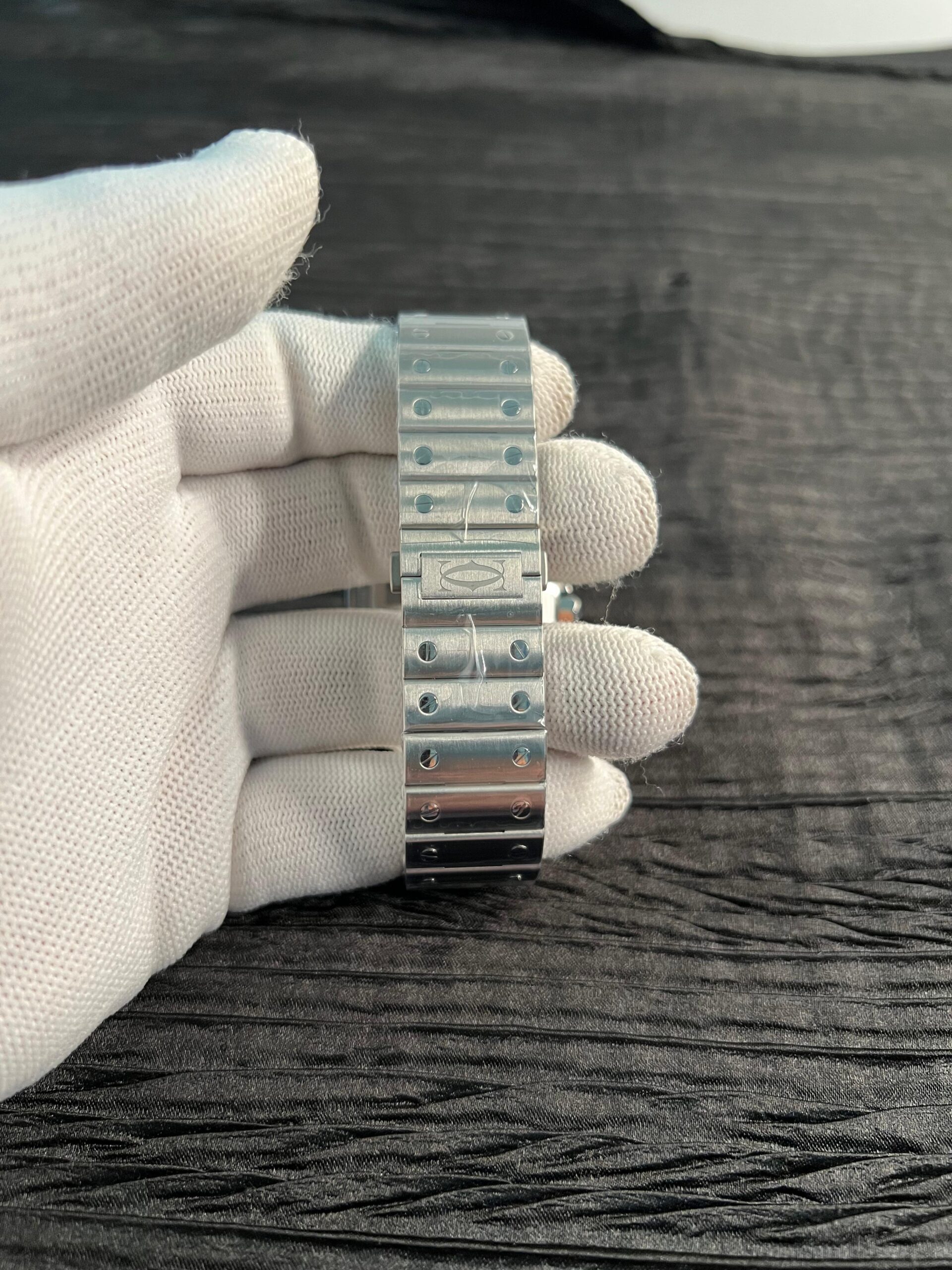 Santos de Carti Skeleton SS Rich Factory 1:1 Best Edition Skeleton Silver Dial 9611MC Super Clone - Image 9