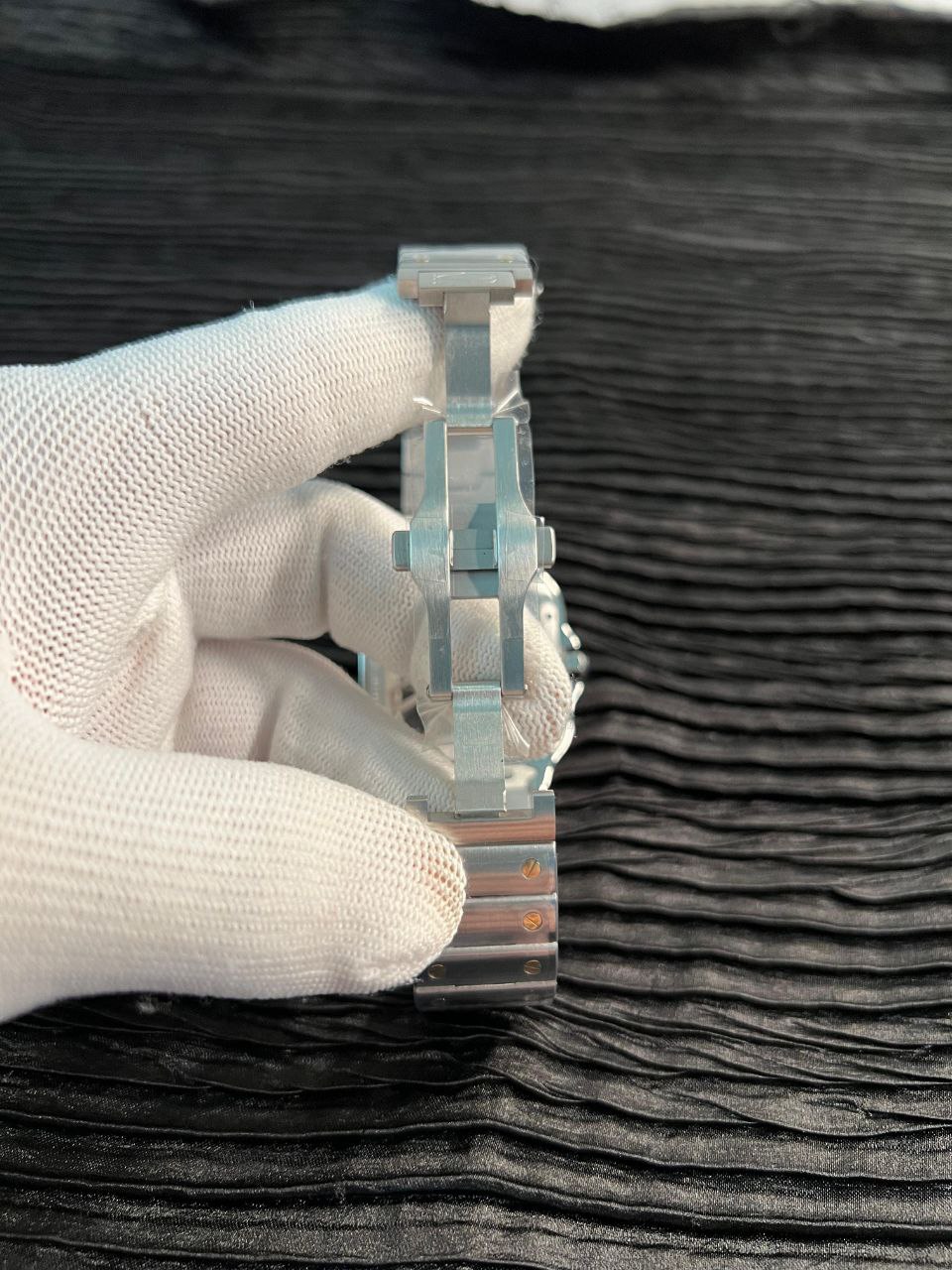 Santos de Carti Skeleton SS/YG MLF Skeleton Dial On SS/YG SmartLink Bracelet Super Clone 9611MC - Image 8