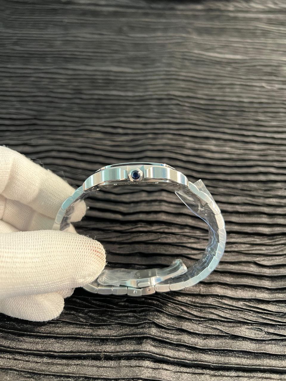 Santos de Carti Skeleton SS MLF Skeleton Dial On SS SmartLink Bracelet Super Clone 9611MC - Image 5