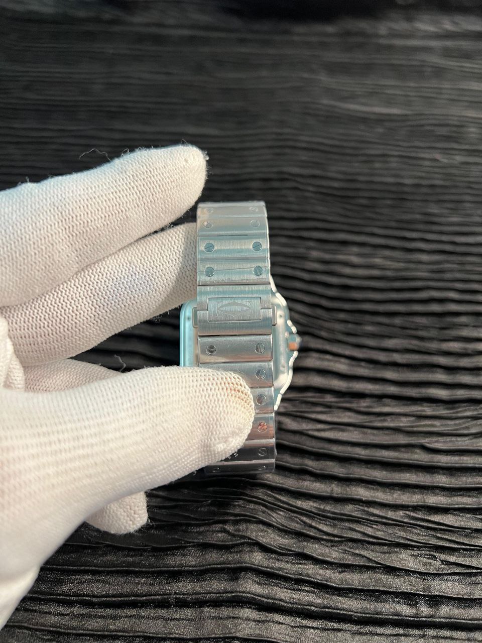 Santos de Carti Skeleton SS MLF Skeleton Dial On SS SmartLink Bracelet Super Clone 9611MC - Image 9