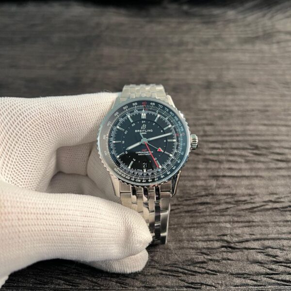 Navitimer 41mm GMT SS BLSF 1:1 Best Edition Black Dial on SS Bracelet A2836