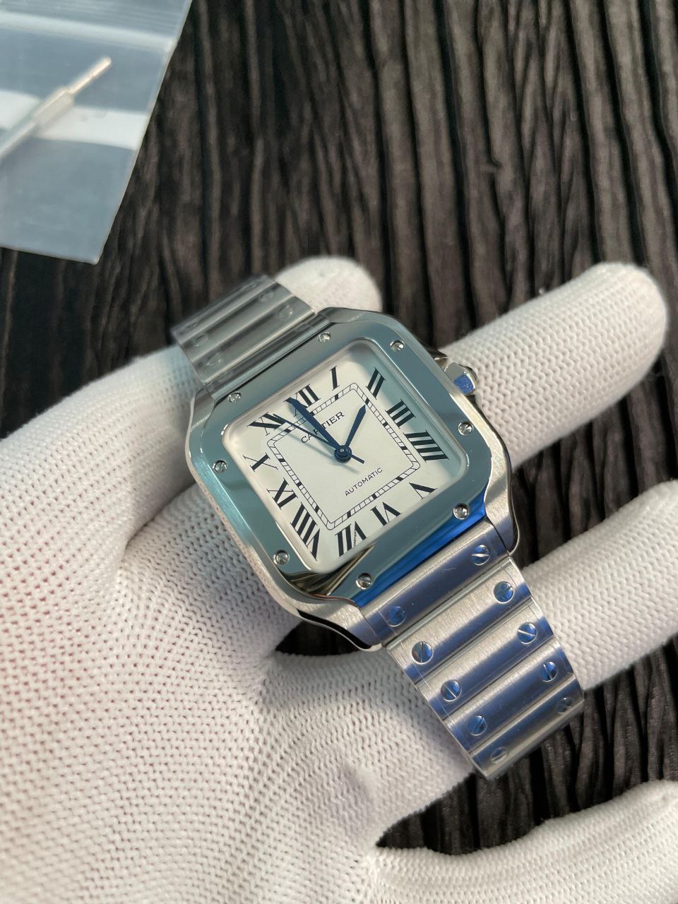 Santos de Carti 35mm SS BVF 1:1 Best Edition White Dial on SS SmartLinks Bracelet MIYOTA 9015 - Image 3