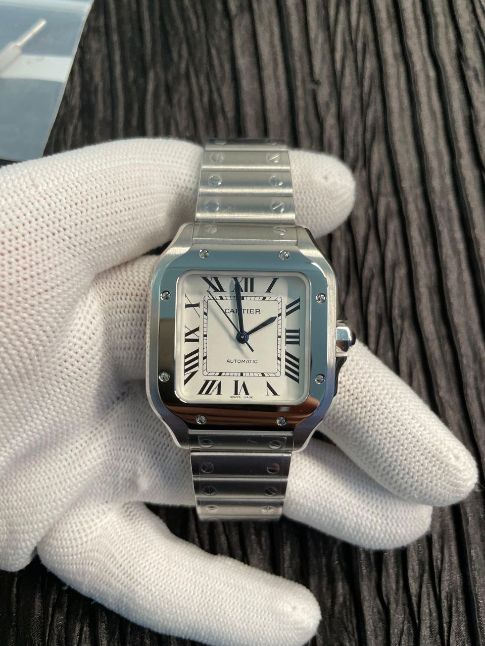 Santos de Carti 35mm SS BVF 1:1 Best Edition White Dial on SS SmartLinks Bracelet MIYOTA 9015