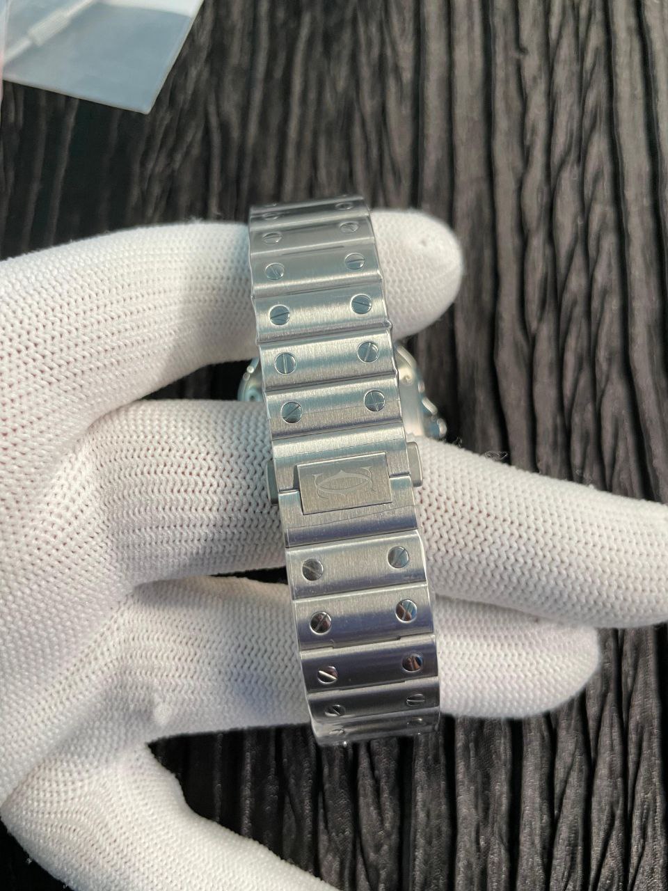 Santos de Carti 35mm SS BVF 1:1 Best Edition White Dial on SS SmartLinks Bracelet MIYOTA 9015 - Image 9