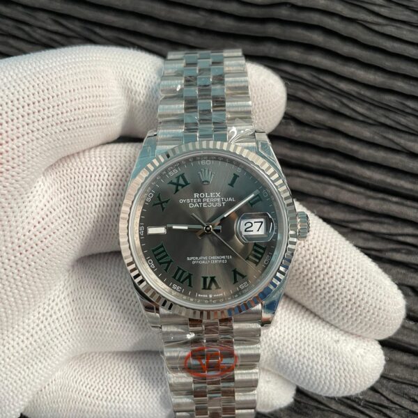 Date 36 SS 126234 VSF 1:1 Best Edition 904L Steel Gray Dial Green Roman on Jubilee Bracelet VS3235 V2