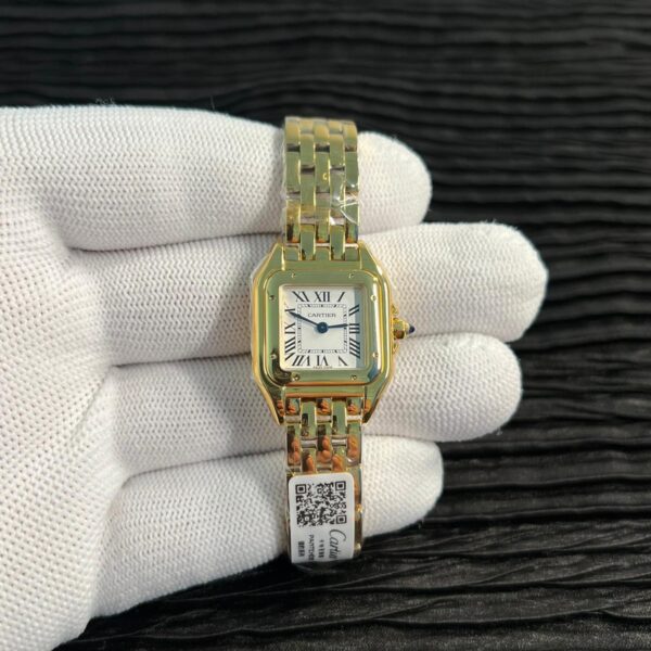 Panthère Ladies 27mm YG AF 1:1 Best Edition White Dial on RG Bracelet Ronda Quartz