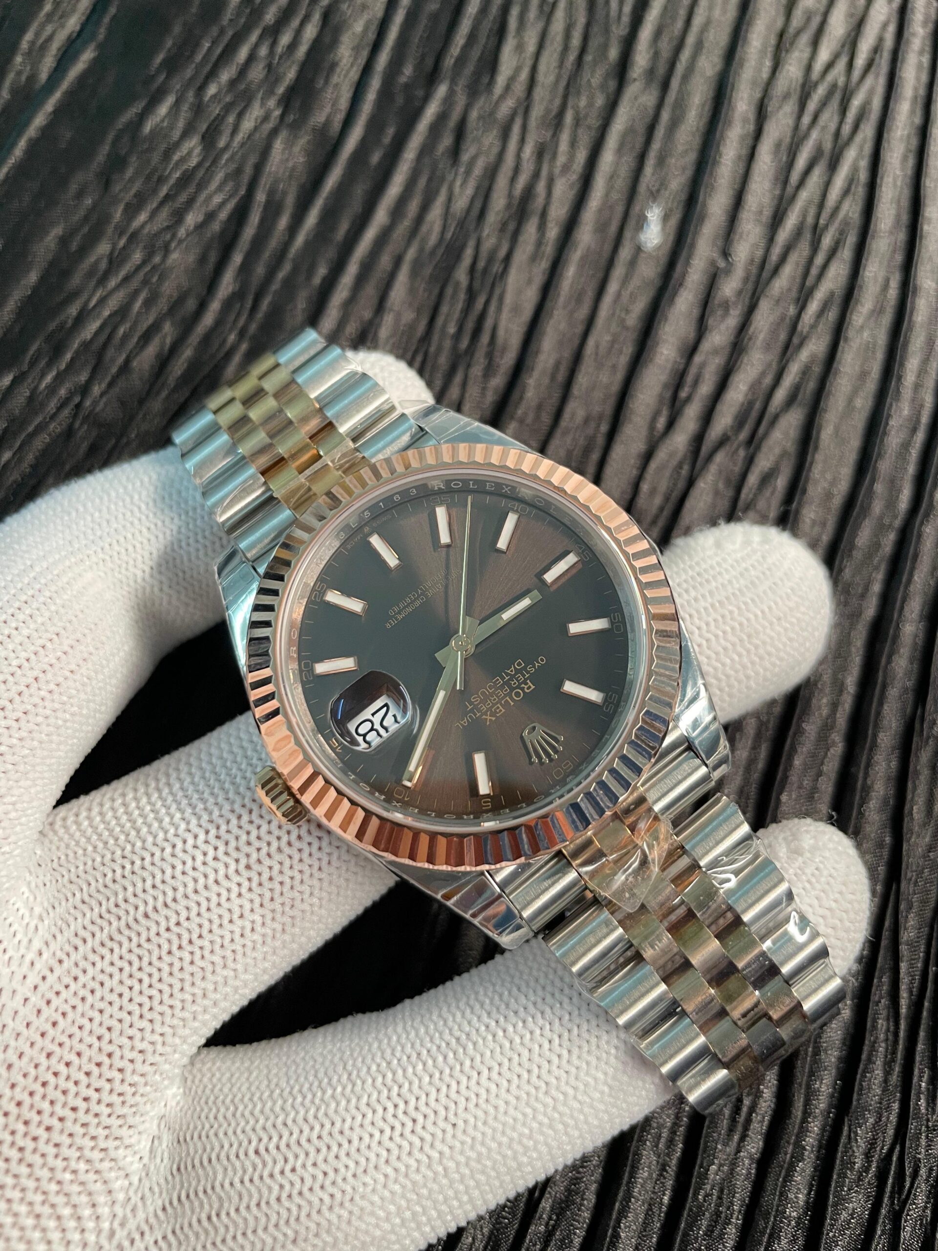 Date 41 SS/RG 126331 VSF 1:1 Best Edition 904L Steel Brown Stick Dial on Jubilee Bracelet VS3235 - Image 4