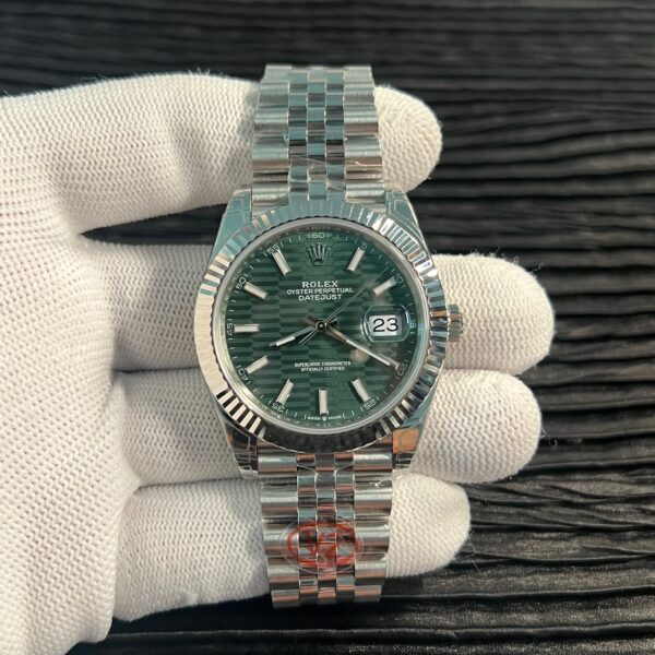 Date 41 126334 904L SS V2 VSF 1:1 Best Edition Green Fluted Dial Stick Marker On Jubilee Bracelet DD3235
