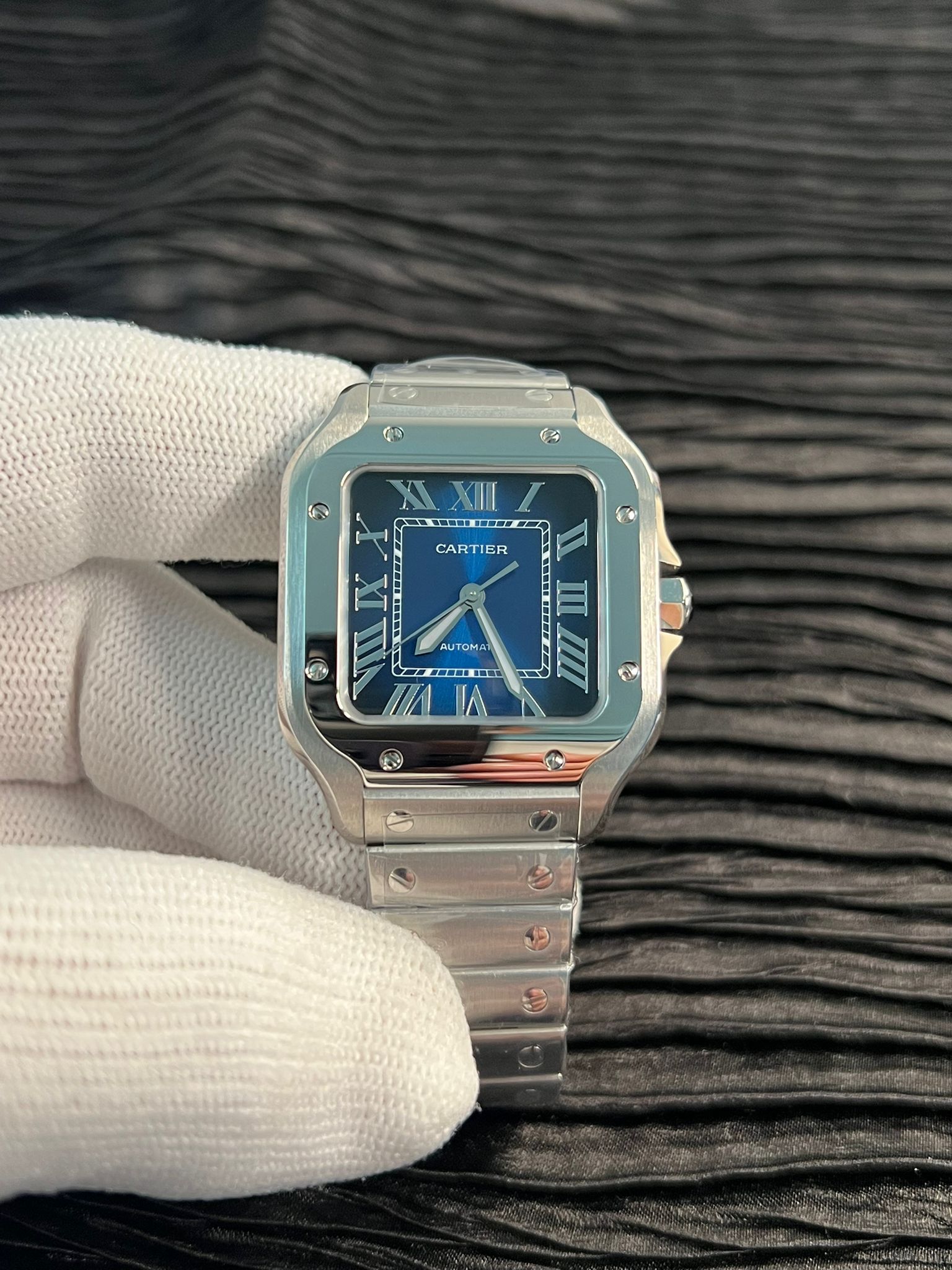 Santos de Carti 35mm SS 2018 BVF 1:1 Best Edition Blue Dial on SS SmartLinks Bracelet MIYOTA 9015 V2