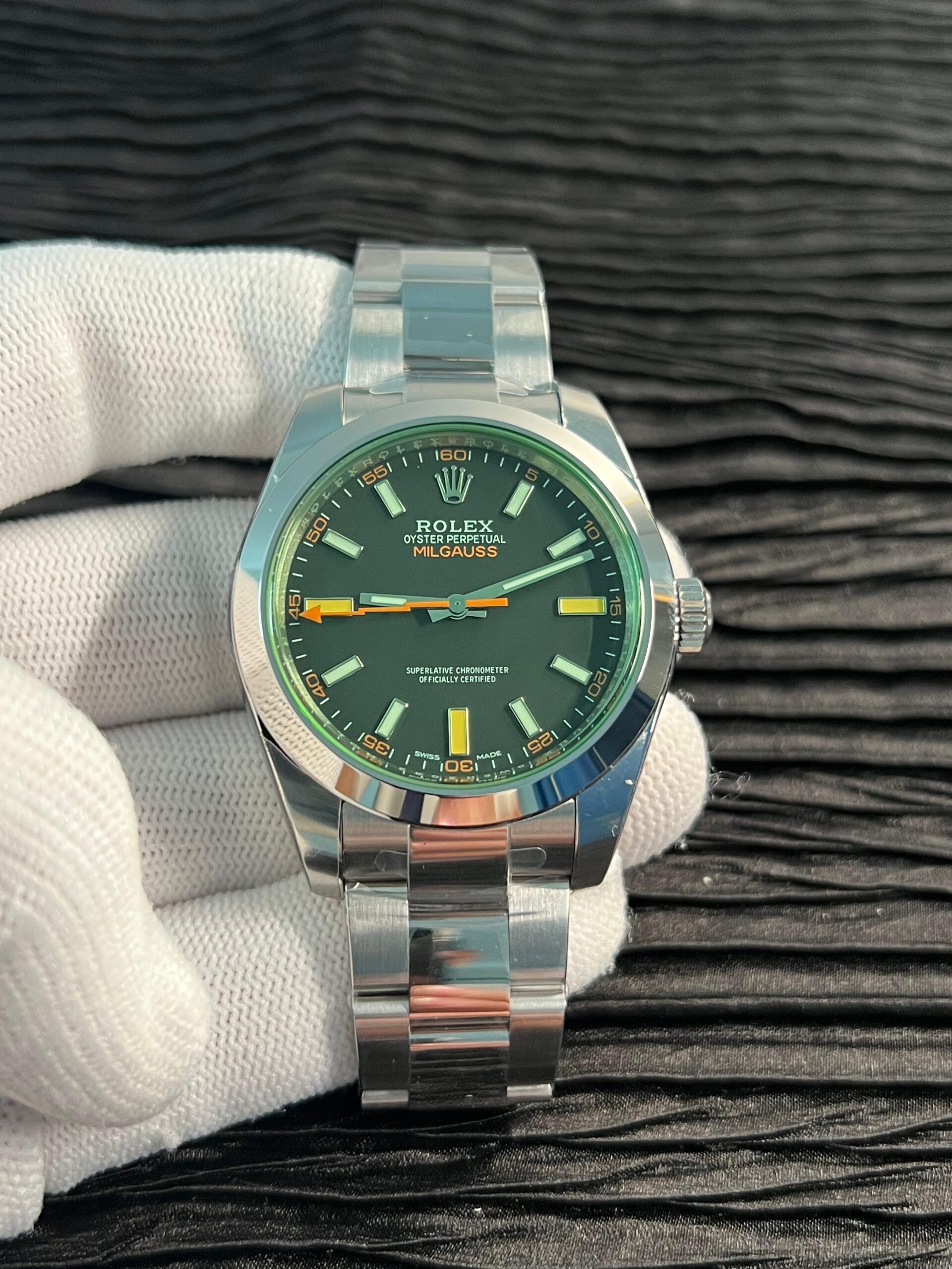 Milgauss 116400 GV Real Green Sapphire 904L SS VSF 1:1 Best Edition Black Dial on 904L SS Bracelet SA3131