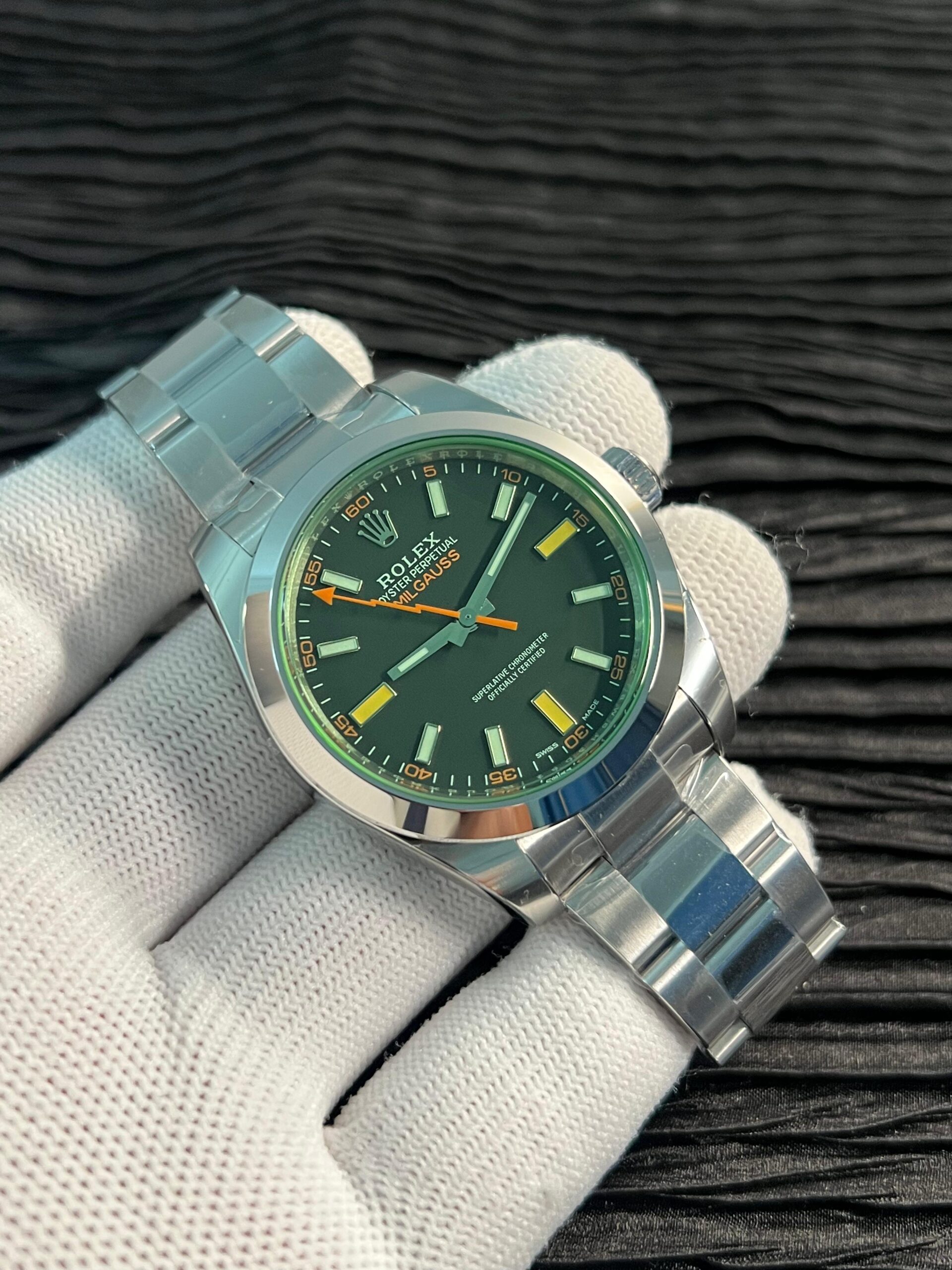 Milgauss 116400 GV Real Green Sapphire 904L SS VSF 1:1 Best Edition Black Dial on 904L SS Bracelet SA3131 - Image 3