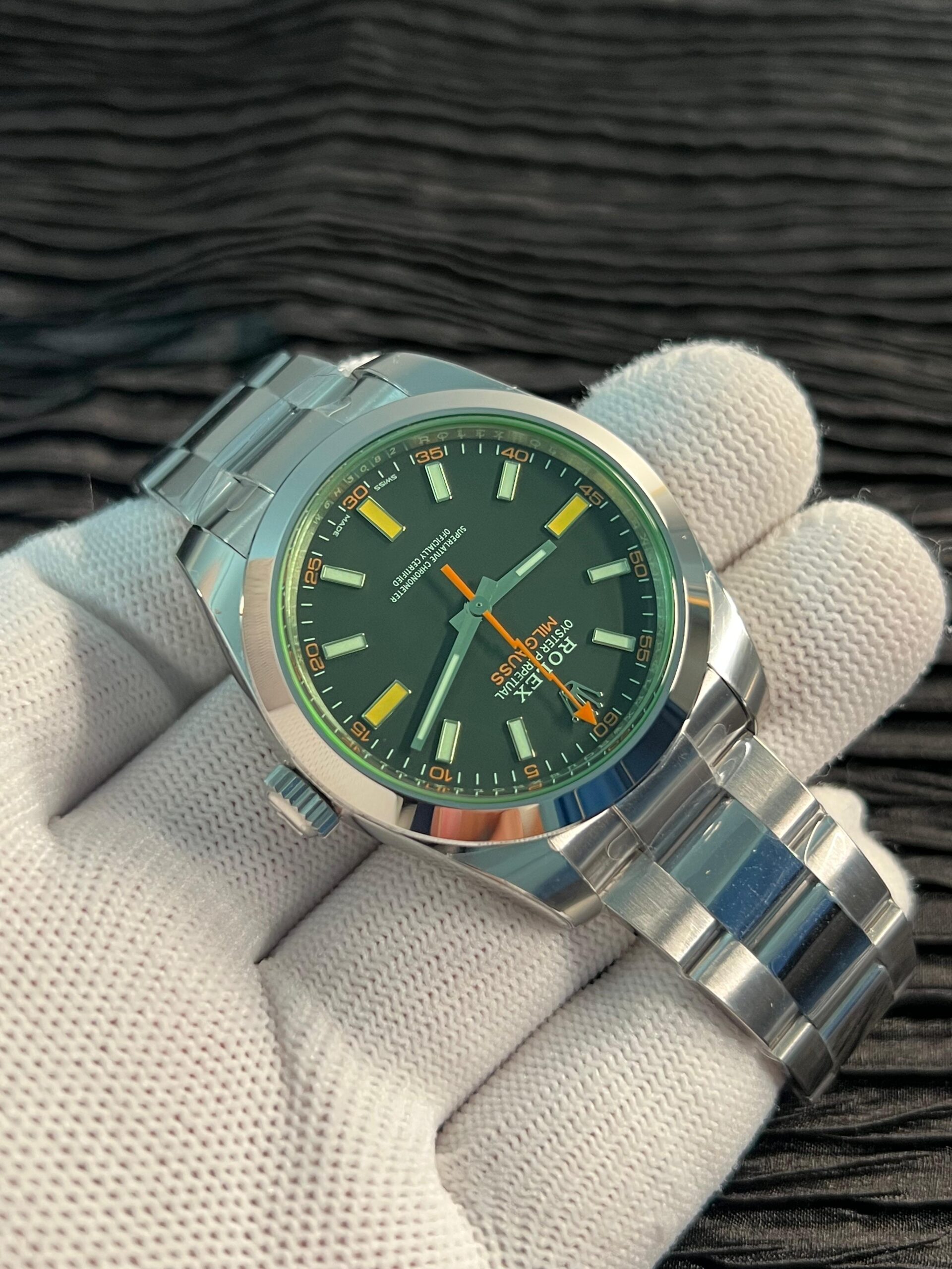 Milgauss 116400 GV Real Green Sapphire 904L SS VSF 1:1 Best Edition Black Dial on 904L SS Bracelet SA3131 - Image 4