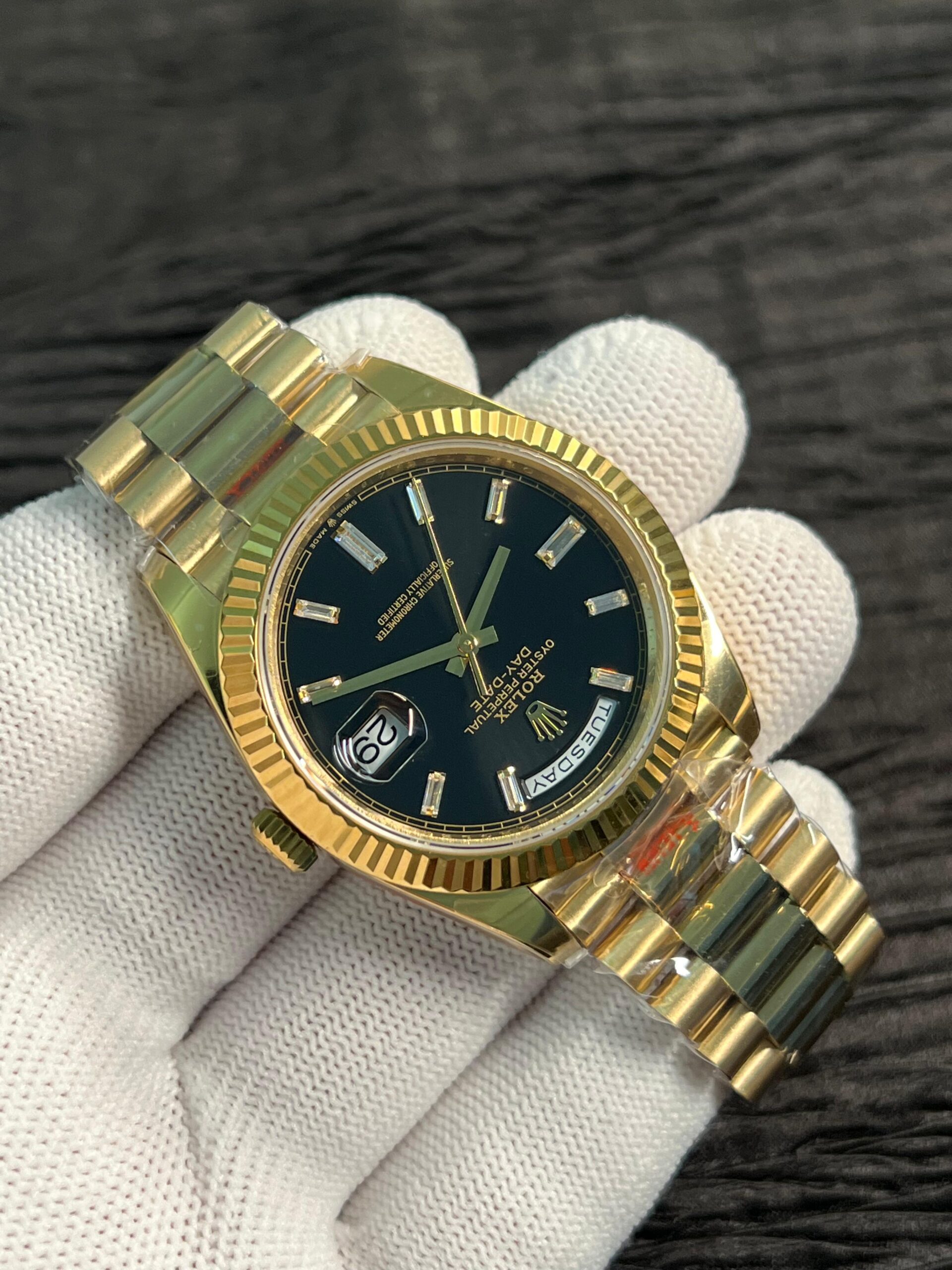 DayD 228238 40mm Gain Weight V6 QF Best Edition Black Dial T Dia Markers On YG President Bracelet A2836 - Image 4