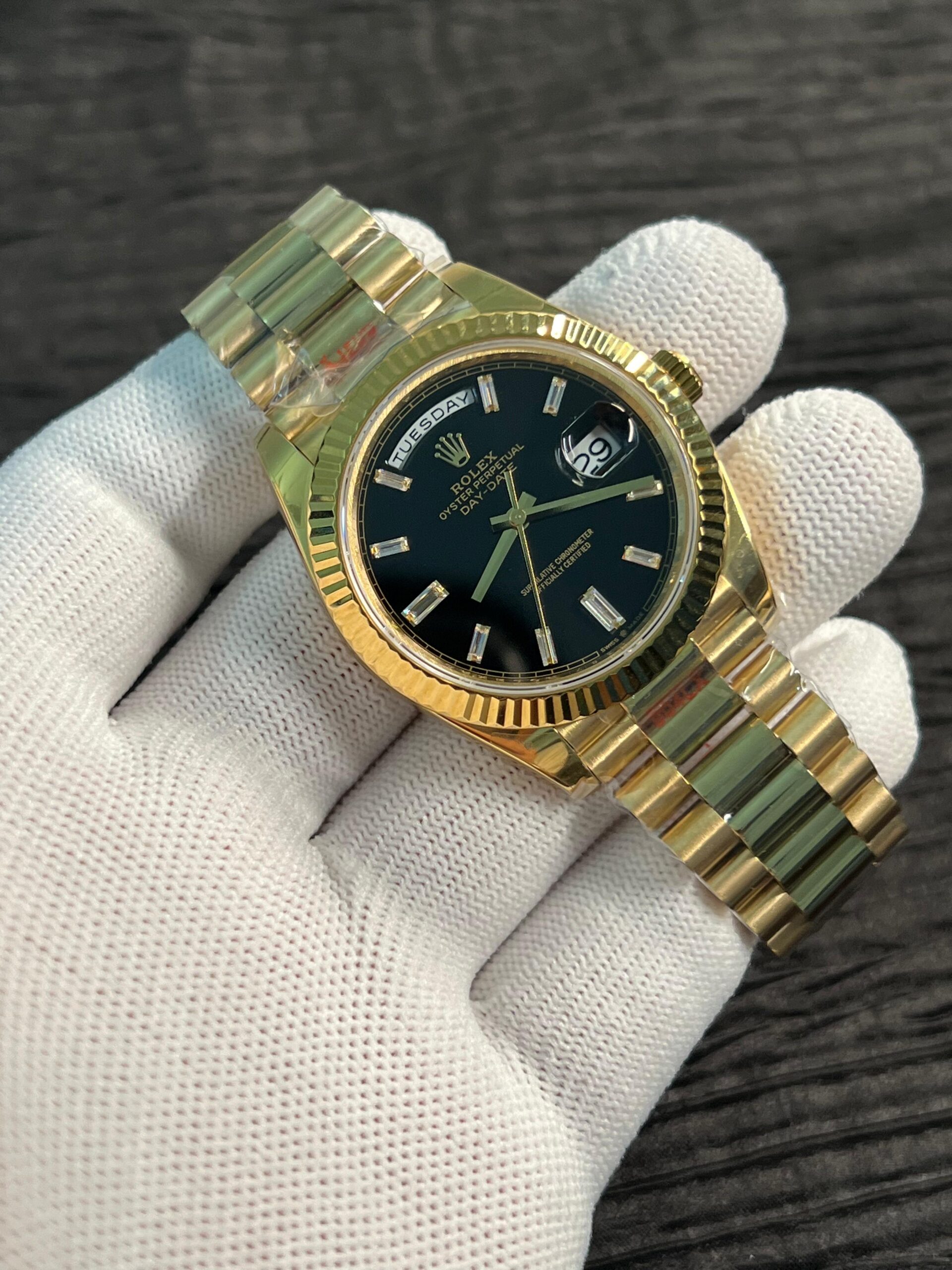 DayD 228238 40mm Gain Weight V6 QF Best Edition Black Dial T Dia Markers On YG President Bracelet A2836 - Image 3