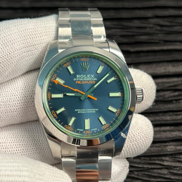 Milgauss 116400 GV Real Green Sapphire 904L SS VSF 1:1 Best Edition Blue Dial on 904L SS Bracelet SA3131