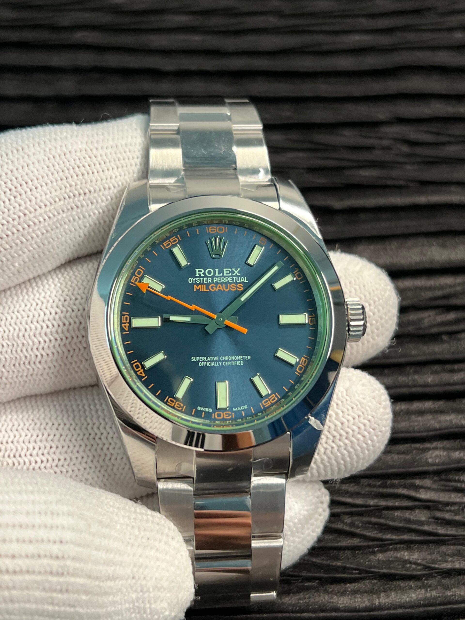 Milgauss 116400 GV Real Green Sapphire 904L SS VSF 1:1 Best Edition Blue Dial on 904L SS Bracelet SA3131