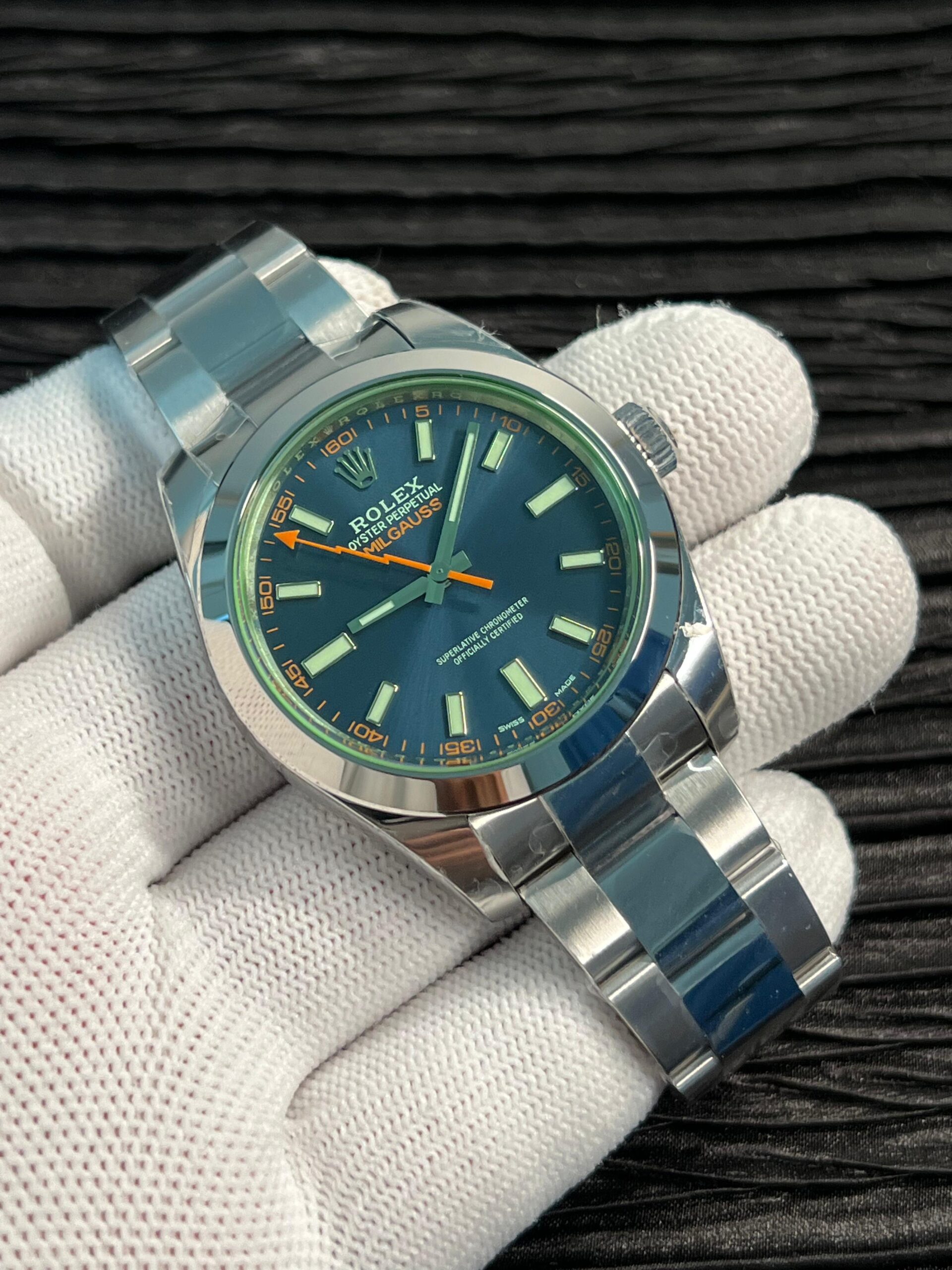 Milgauss 116400 GV Real Green Sapphire 904L SS VSF 1:1 Best Edition Blue Dial on 904L SS Bracelet SA3131 - Image 3