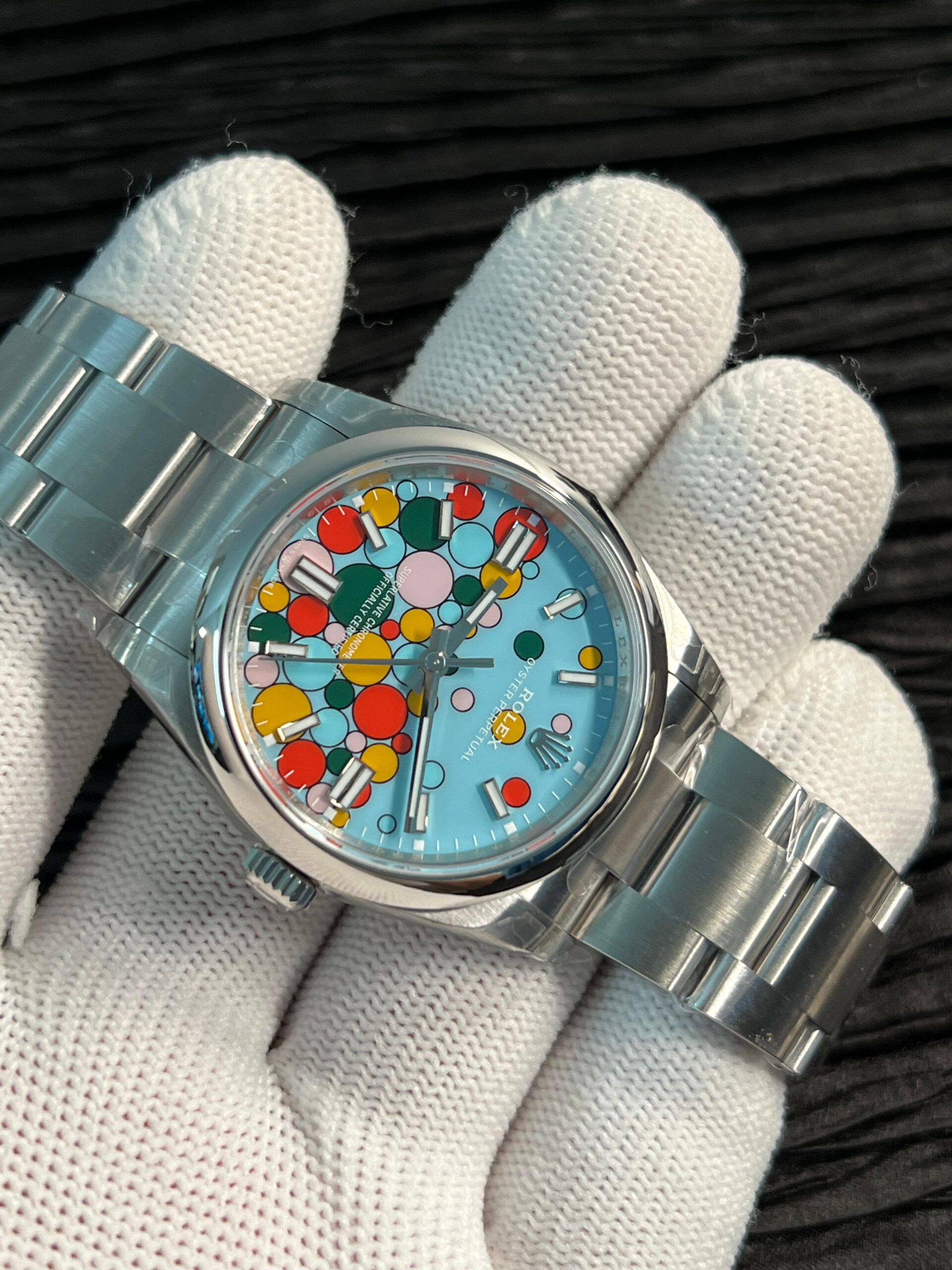 Oyster Perpetual 36mm 126000 904L VSF 1:1 Best Edition Turquoise Blue Celebration Motif Dial On SS Bracelet VS3230 - Image 4