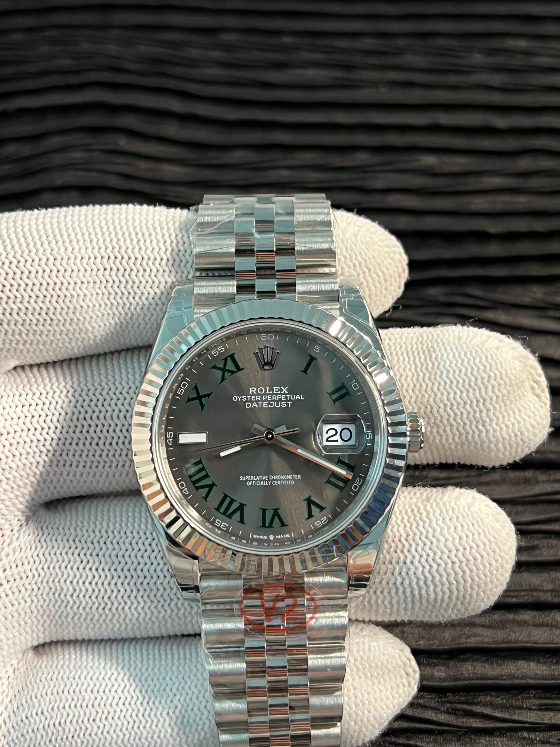 Date 41 126334 904L SS V2 VSF 1:1 Best Edition Gray Dial Green Roman Marker On Jubilee Bracelet DD3235