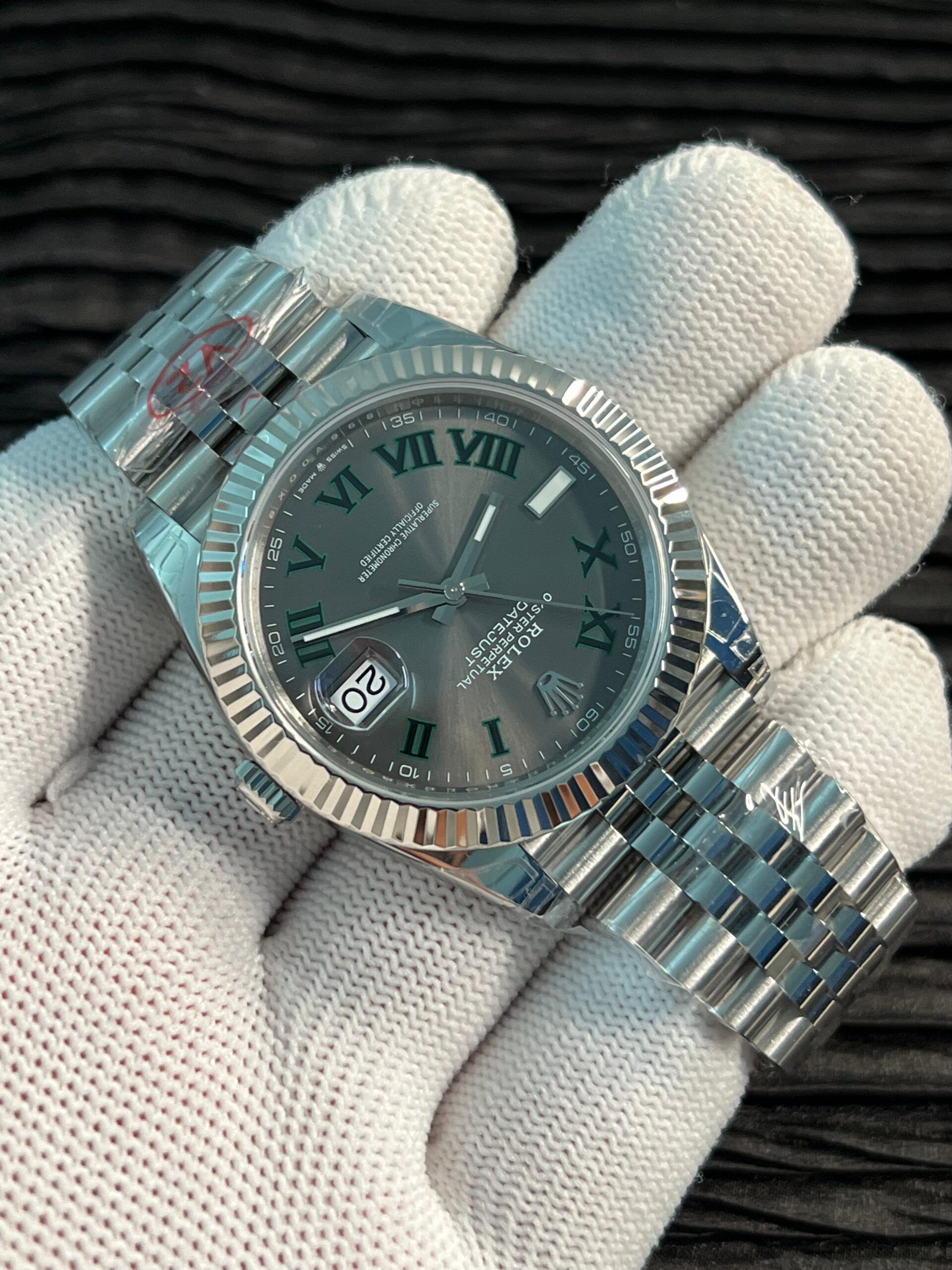 Date 41 126334 904L SS V2 VSF 1:1 Best Edition Gray Dial Green Roman Marker On Jubilee Bracelet DD3235 - Image 4