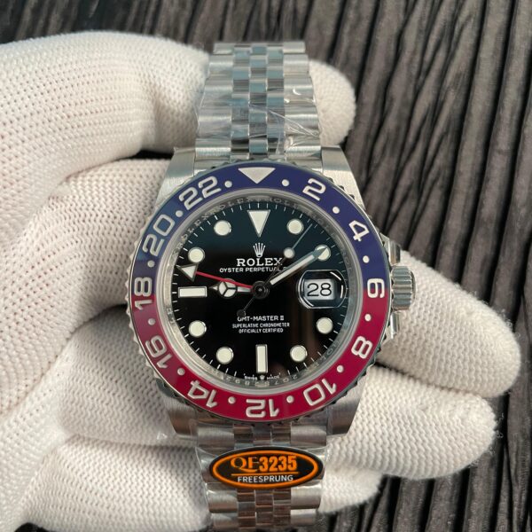 GMT-Master II 126710 BLRO Blue/Red V2 904L SS QF 1:1 Black Dial On Jubilee Bracelet SH3285 CHS (Free Sprung)